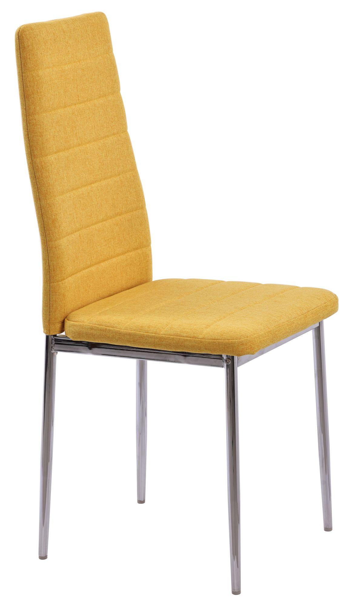 Product photograph of Set Of 2 Lido Dining Chair In Yellow Colour Fabric With Chrome Legs from Choice Furniture Superstore.