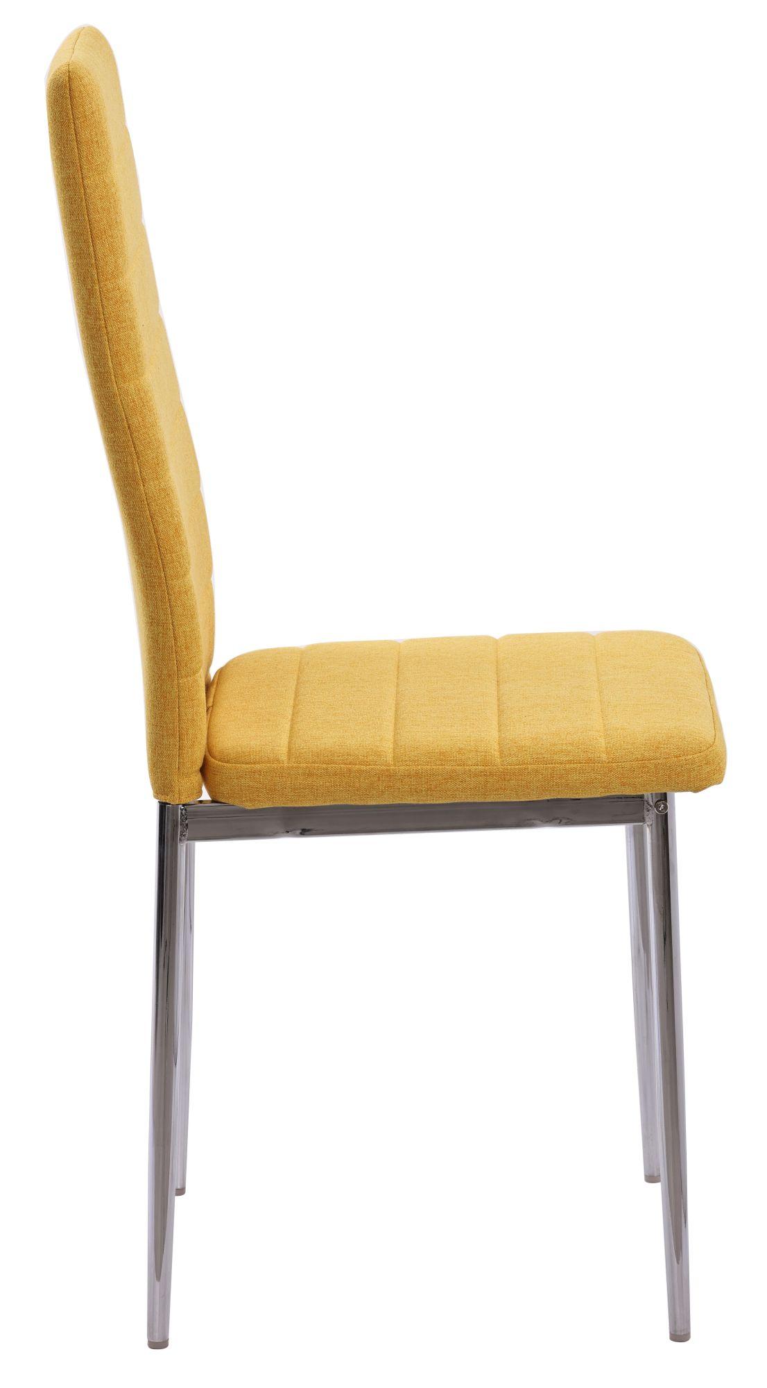 Product photograph of Set Of 2 Lido Dining Chair In Yellow Colour Fabric With Chrome Legs from Choice Furniture Superstore.