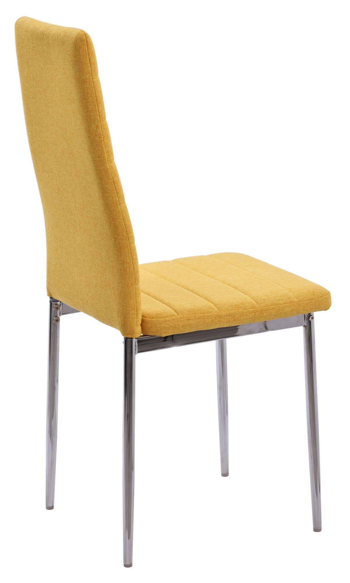 Product photograph of Set Of 2 Lido Dining Chair In Yellow Colour Fabric With Chrome Legs from Choice Furniture Superstore.