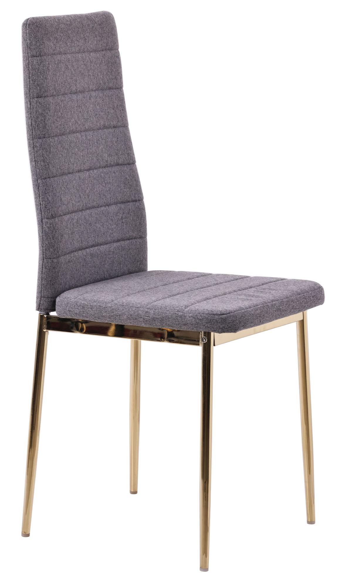 Product photograph of Set Of 2 Lido Dining Chair In Dark Grey Colour Fabric With Gold Legs from Choice Furniture Superstore.