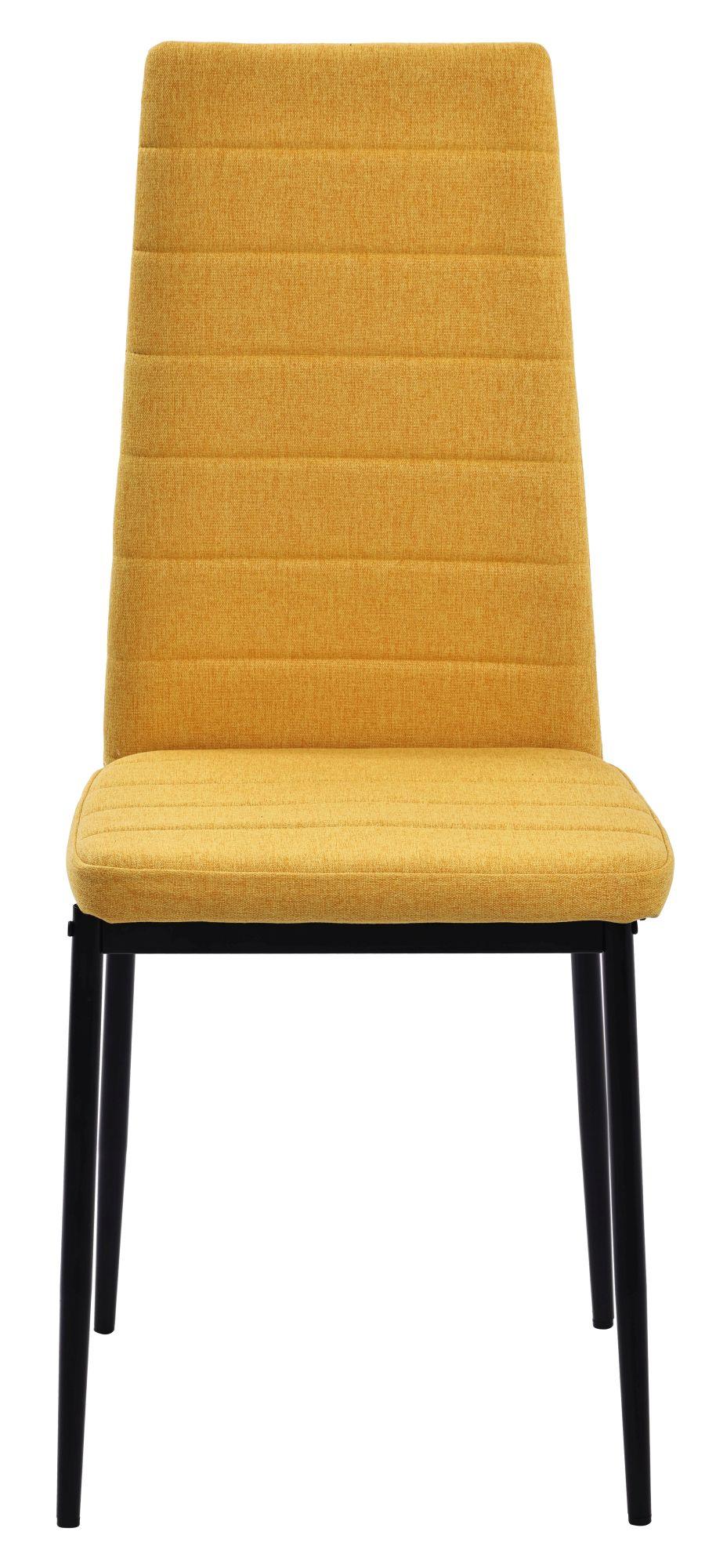 Product photograph of Set Of 2 Lido Dining Chair In Yellow Colour Fabric With Black Legs from Choice Furniture Superstore.