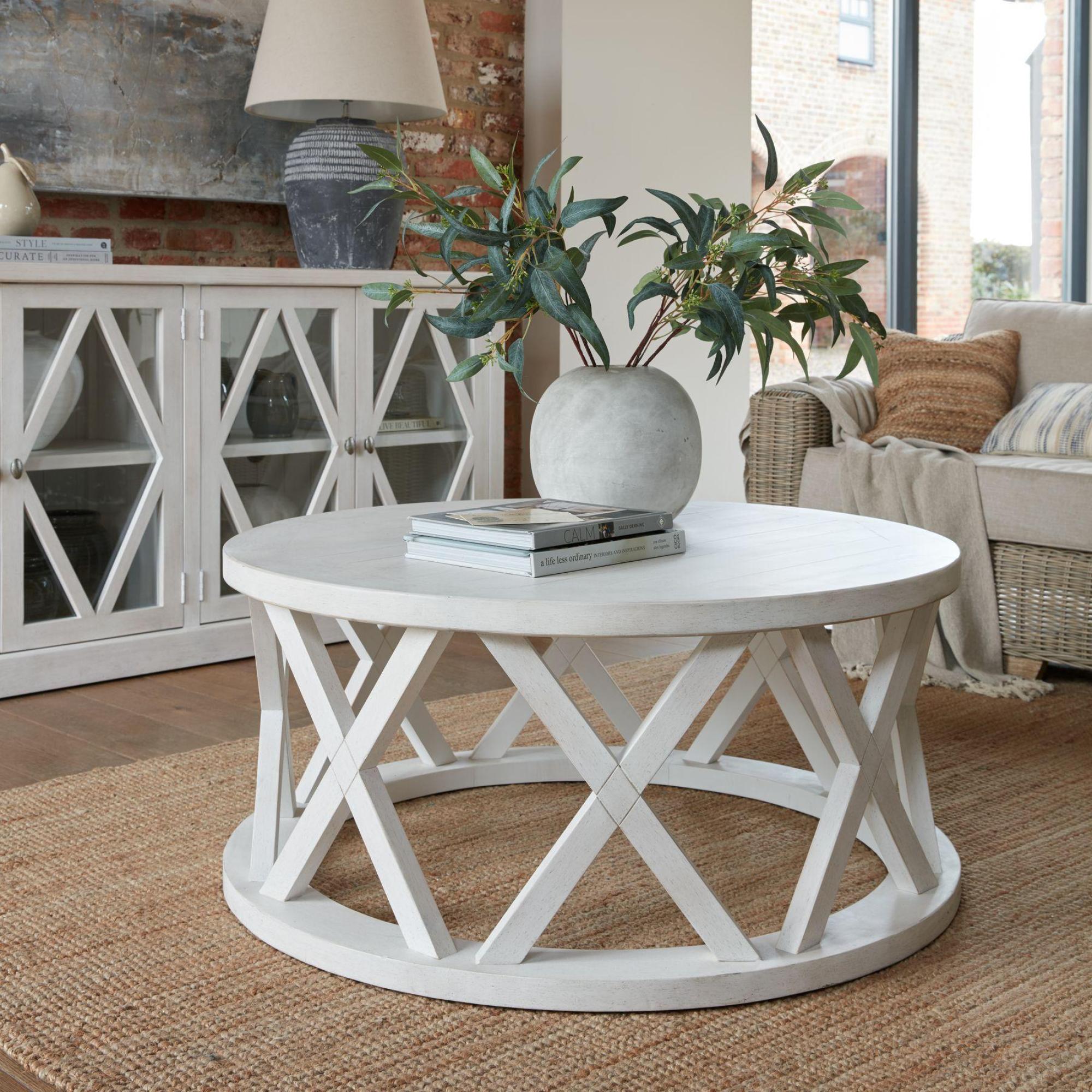 Product photograph of Hoopvol Plank White Round Coffee Table from Choice Furniture Superstore.