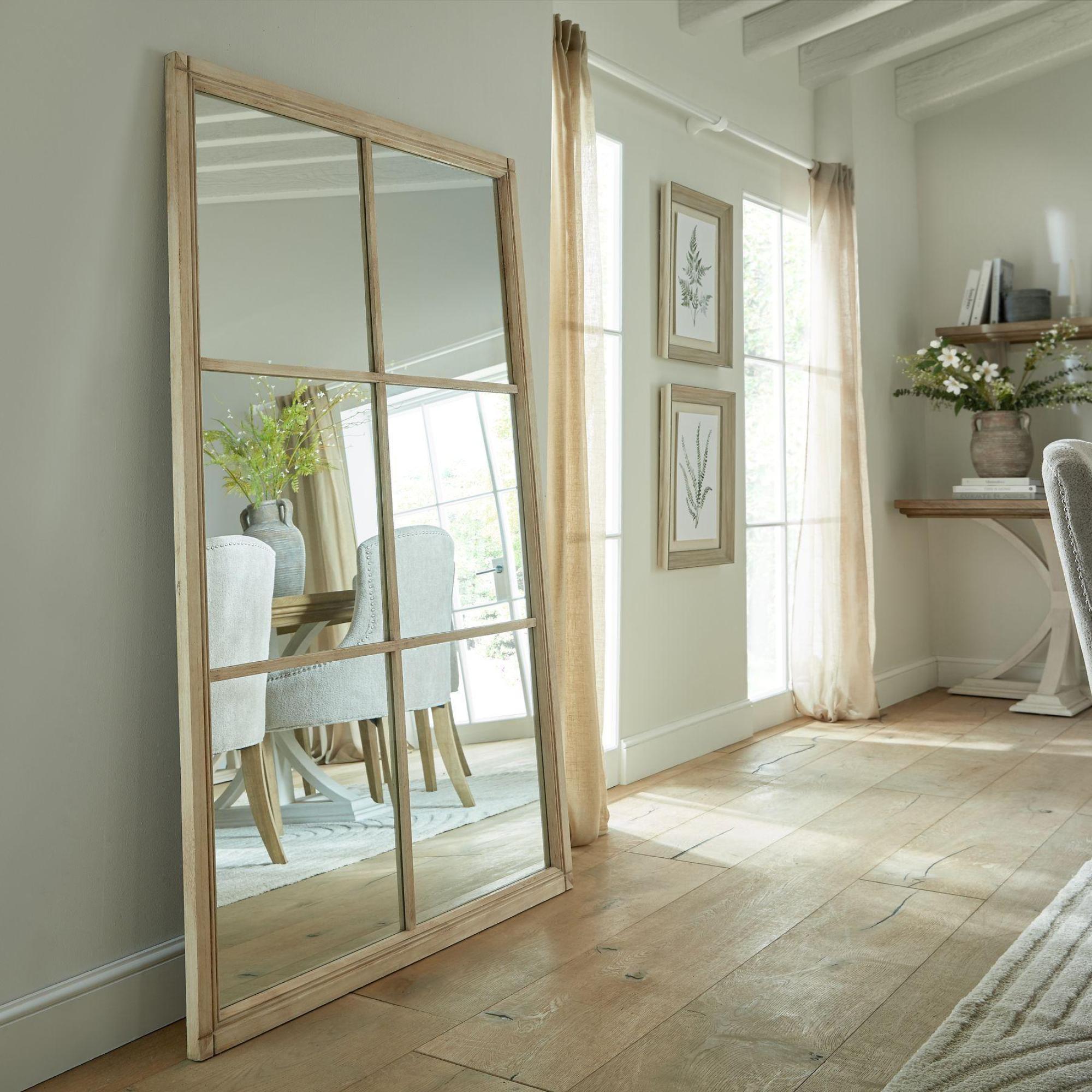 Product photograph of Brown Wood Xl Window Mirror from Choice Furniture Superstore.