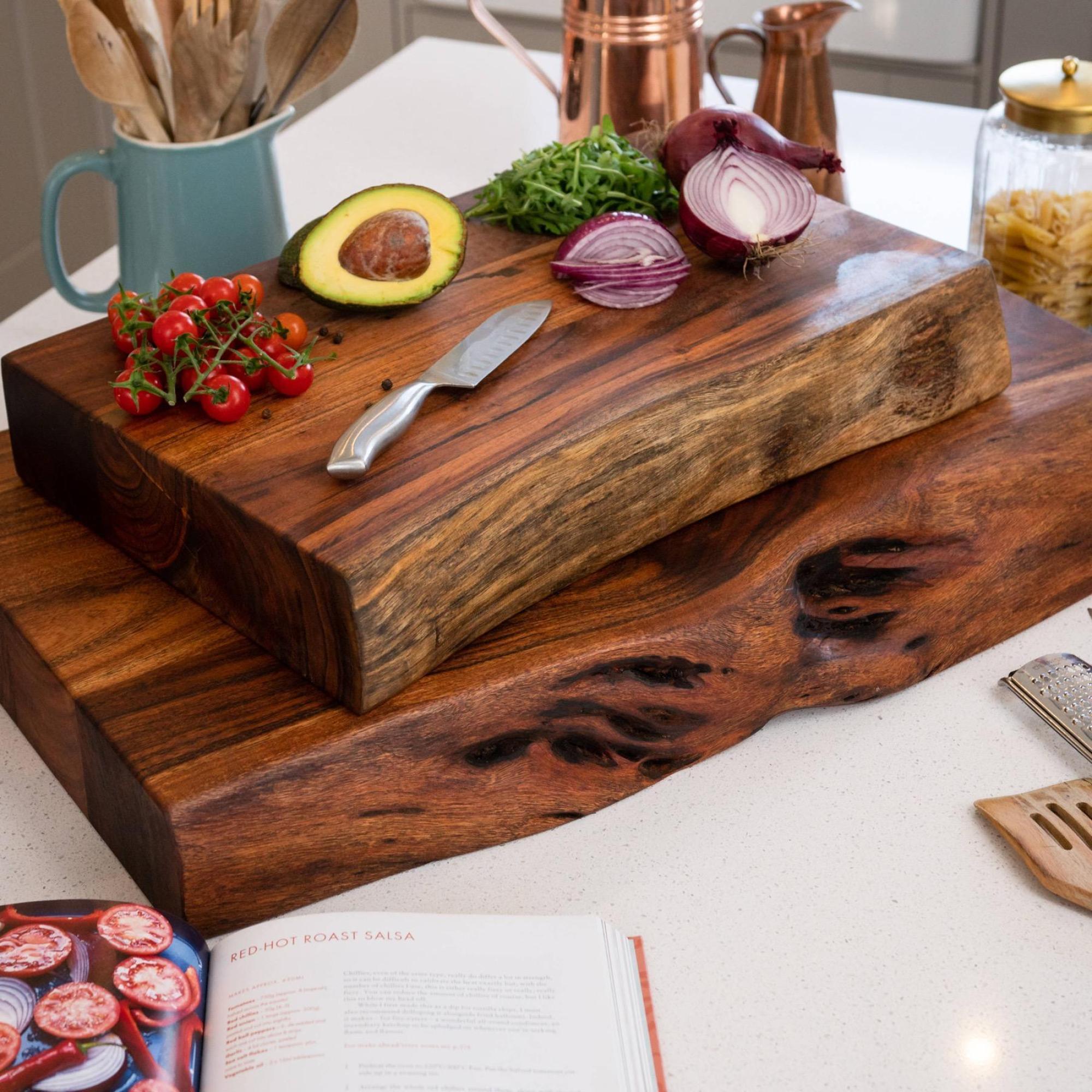 Product photograph of Live Edge Acacia Wood Pyman Chopping Board from Choice Furniture Superstore.