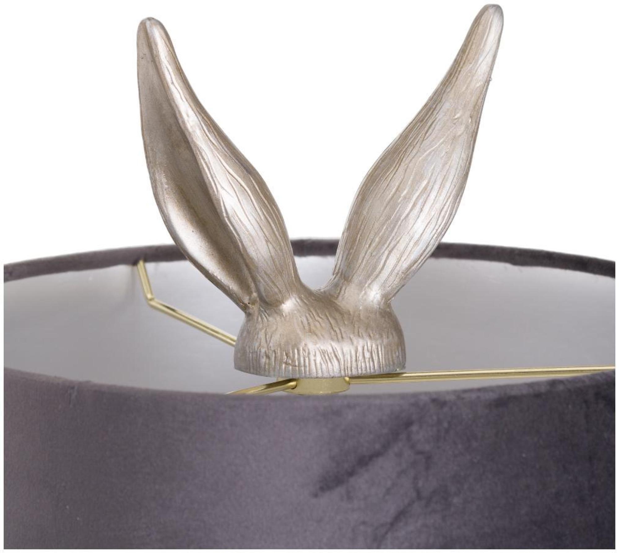 Product photograph of Silver Resin Hare Table Lamp With Velvet Shade from Choice Furniture Superstore.