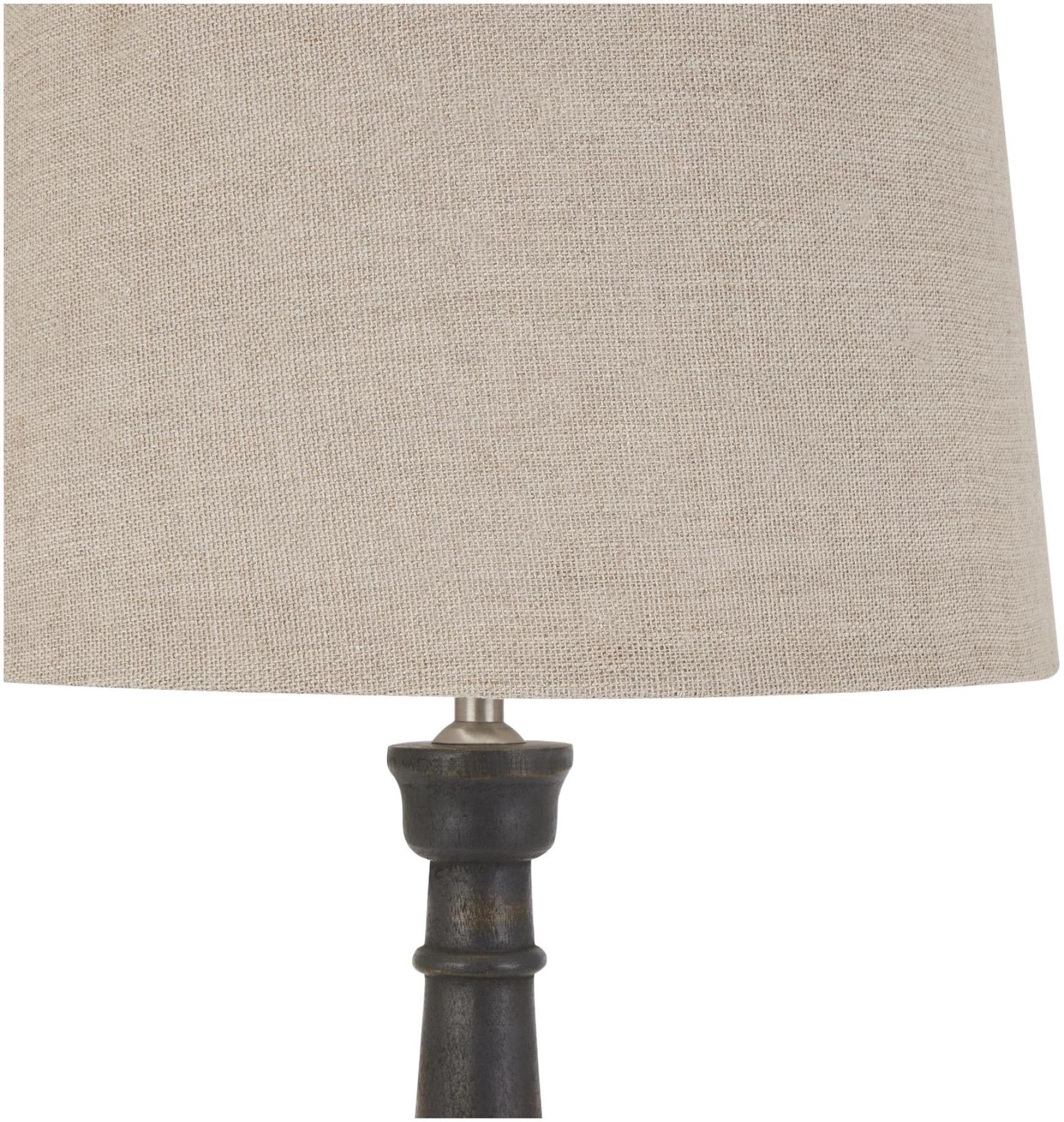 Product photograph of Dindela Wood Bead Candlestick Lamp With Linen Shade from Choice Furniture Superstore.