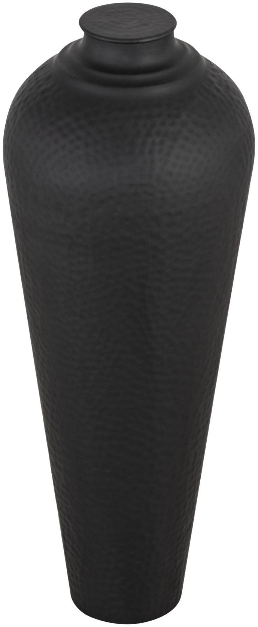 Product photograph of Matt Black Metal Medium Hammered Vase With Lid from Choice Furniture Superstore.