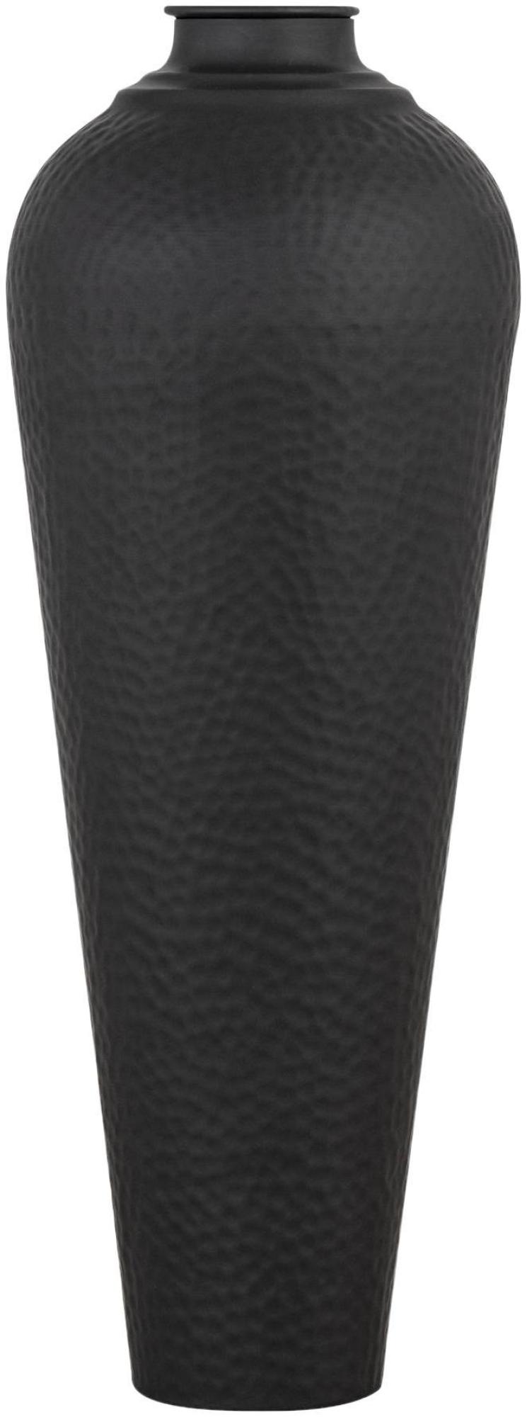 Product photograph of Matt Black Metal Medium Hammered Vase With Lid from Choice Furniture Superstore.