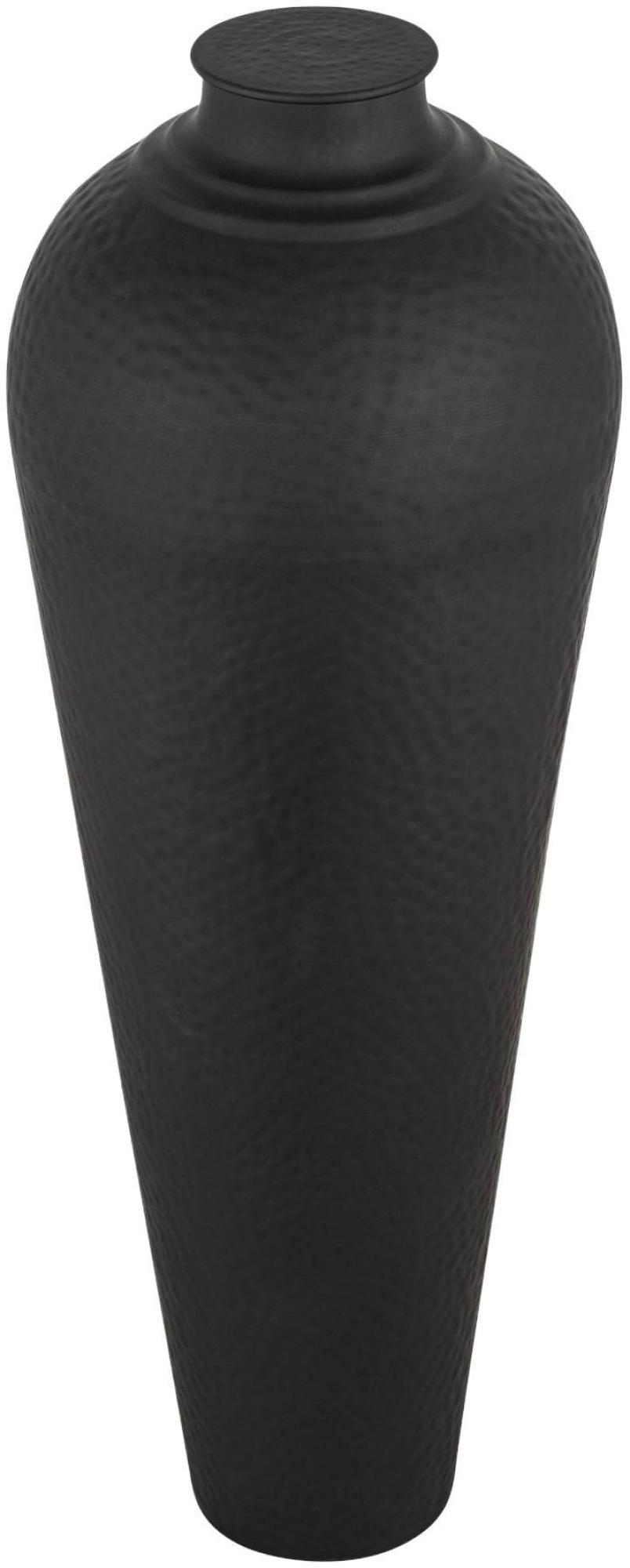 Product photograph of Matt Black Metal Large Hammered Vase With Lid from Choice Furniture Superstore.