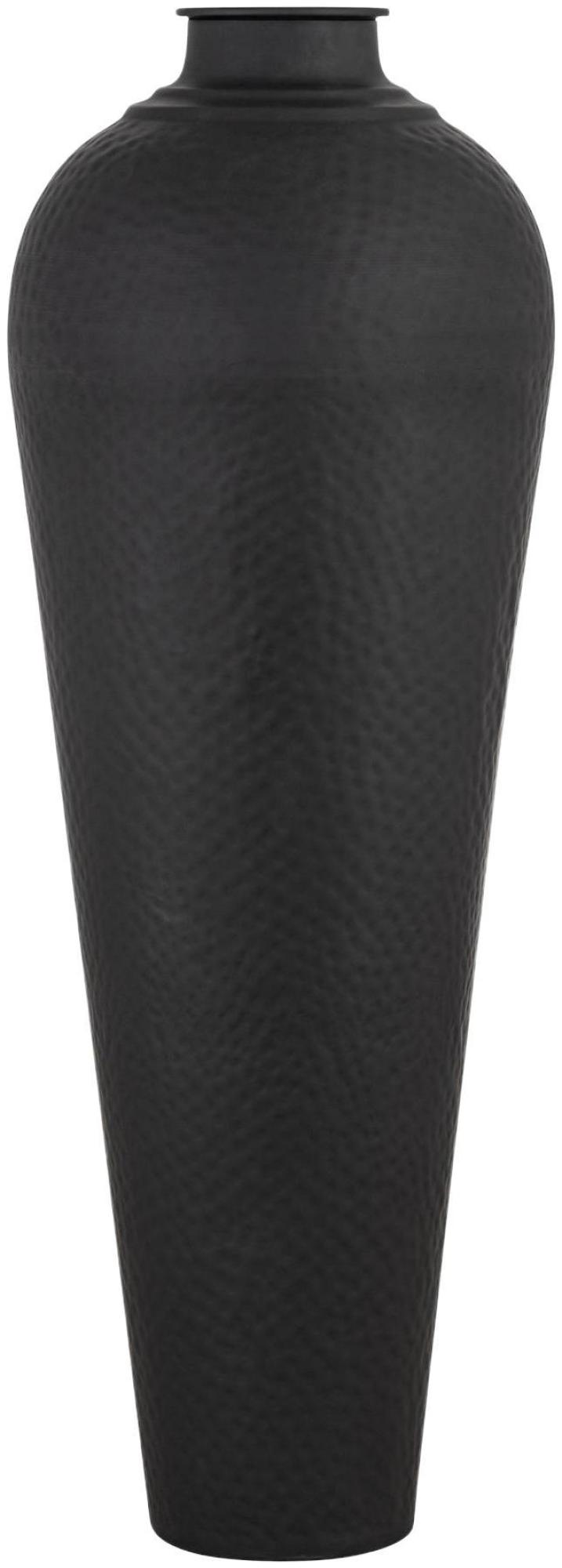 Product photograph of Matt Black Metal Large Hammered Vase With Lid from Choice Furniture Superstore.