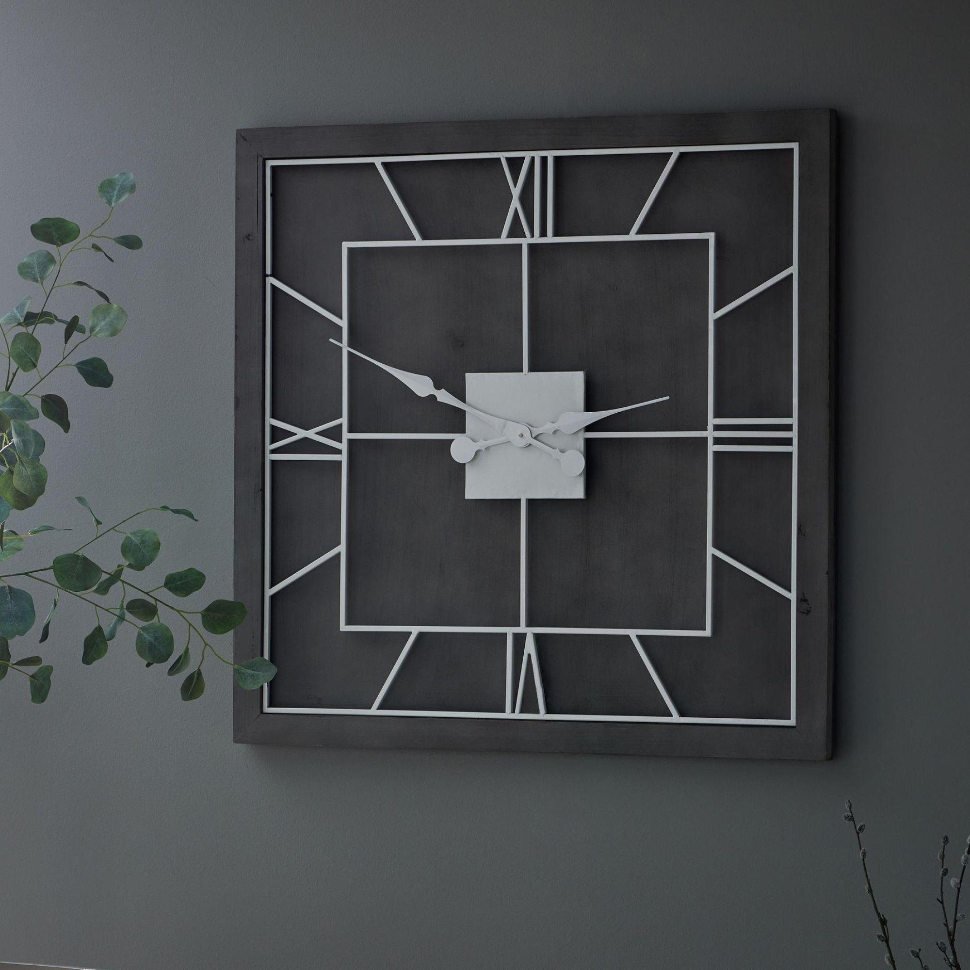 Product photograph of Williston Grey Square Wall Clock - 60cm X 60cm from Choice Furniture Superstore.