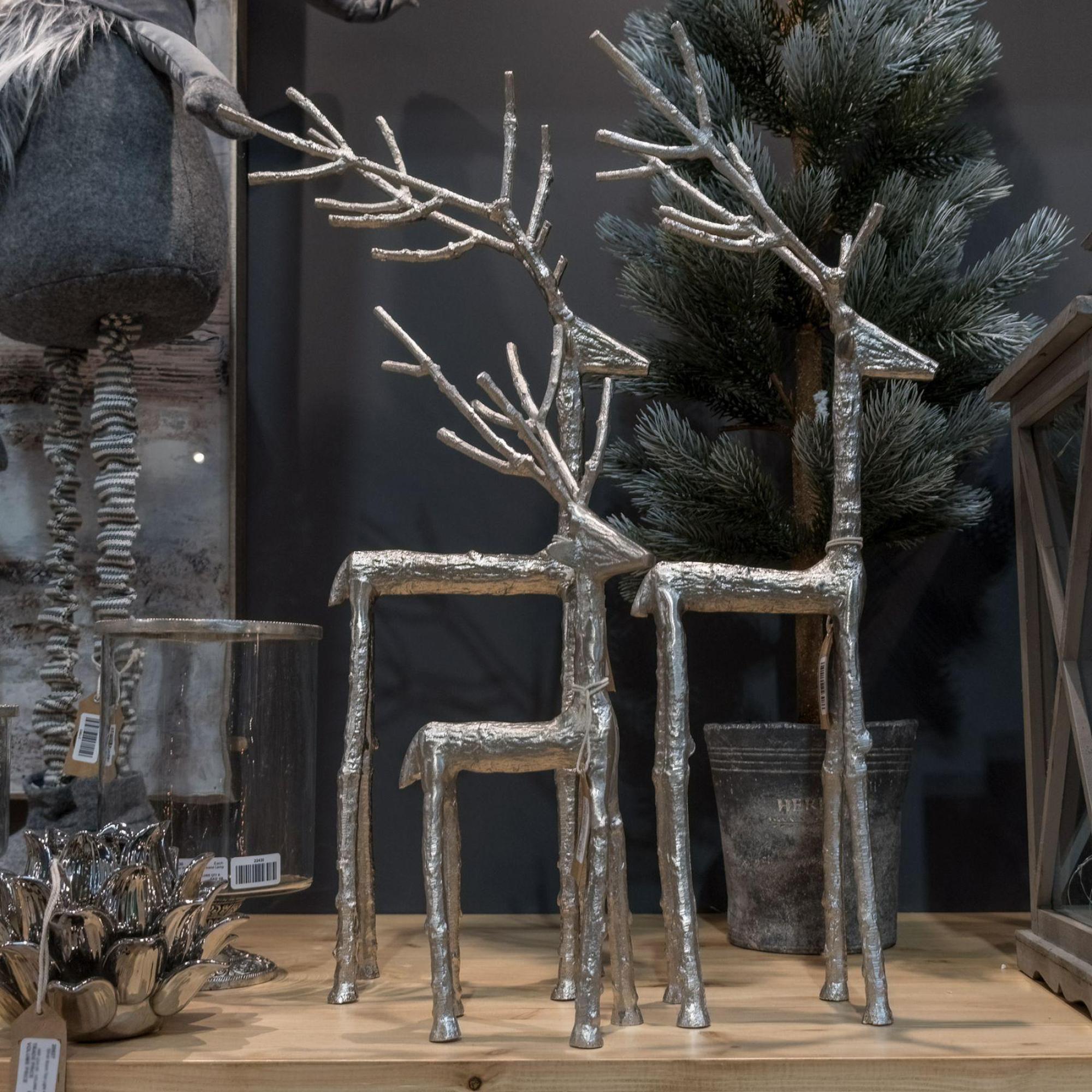 Product photograph of Silver Metal Large Standing Stag Ornament from Choice Furniture Superstore.