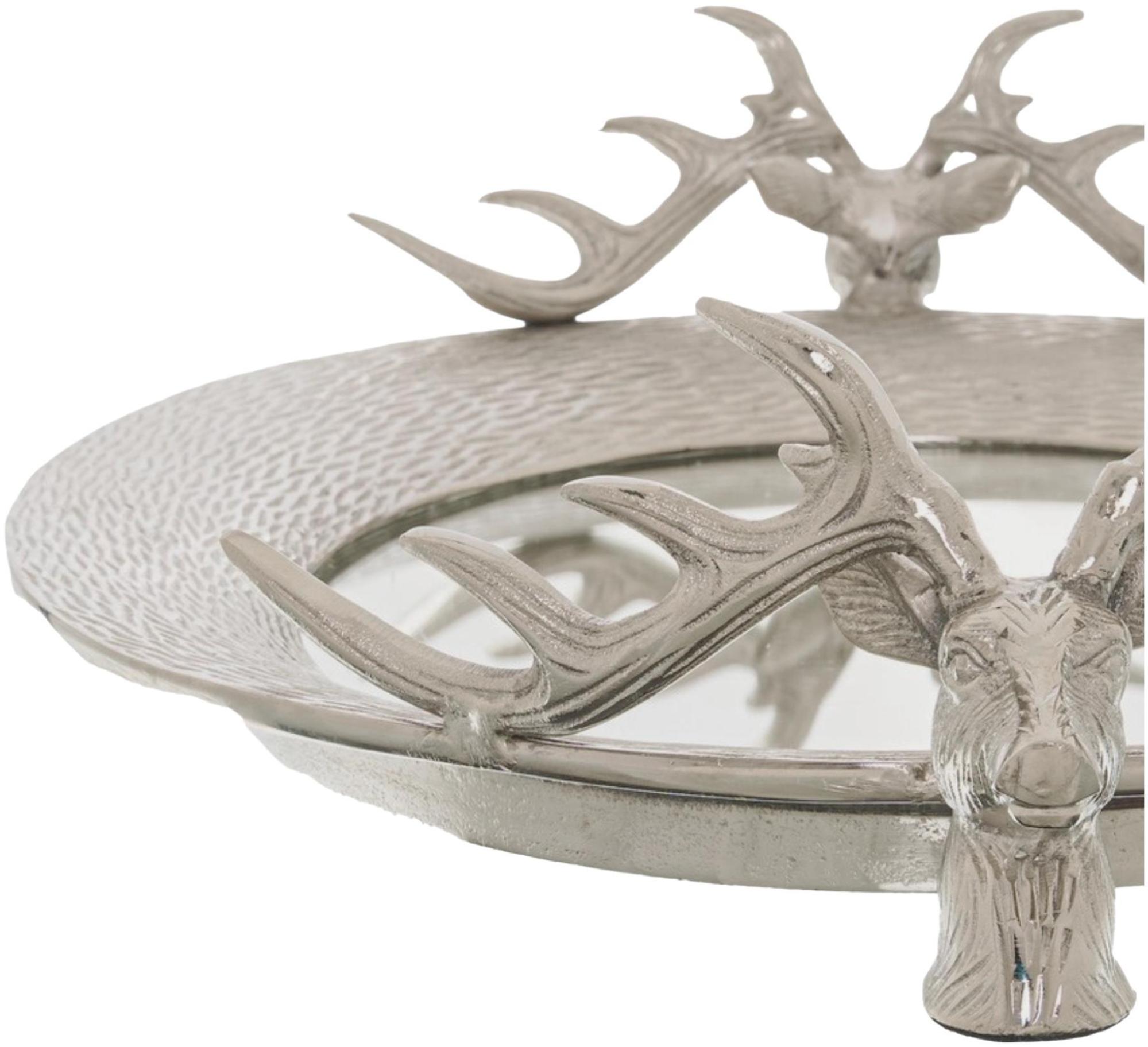 Product photograph of Mirrored Large Tray With Stag Heads from Choice Furniture Superstore.
