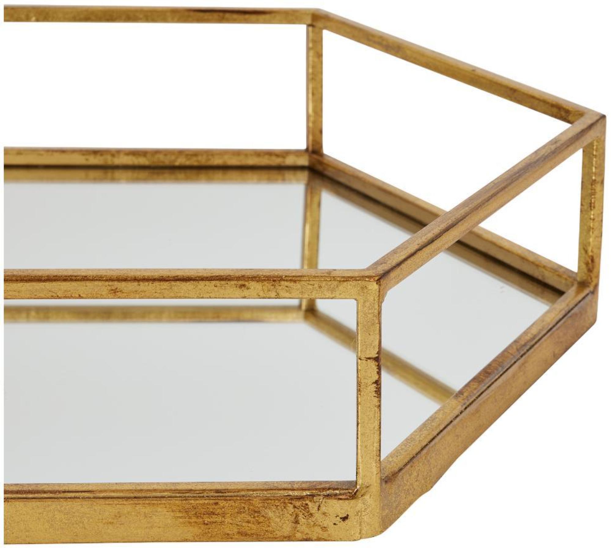 Product photograph of Gold Glass Hexagon Trays Set Of 2 from Choice Furniture Superstore.