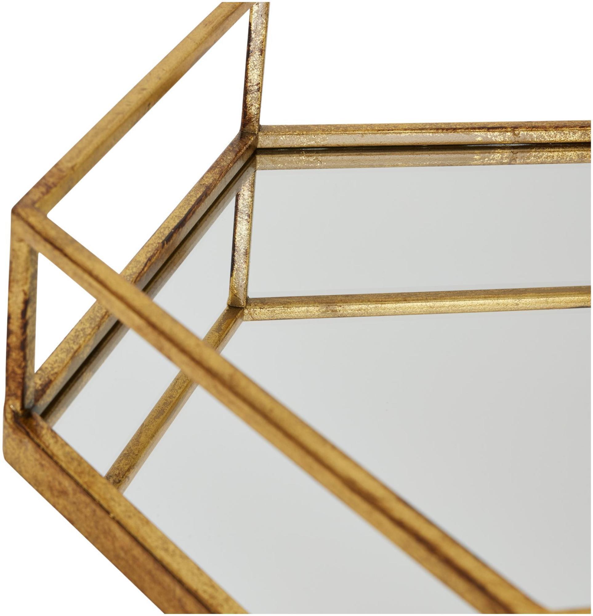 Product photograph of Gold Glass Hexagon Trays Set Of 2 from Choice Furniture Superstore.