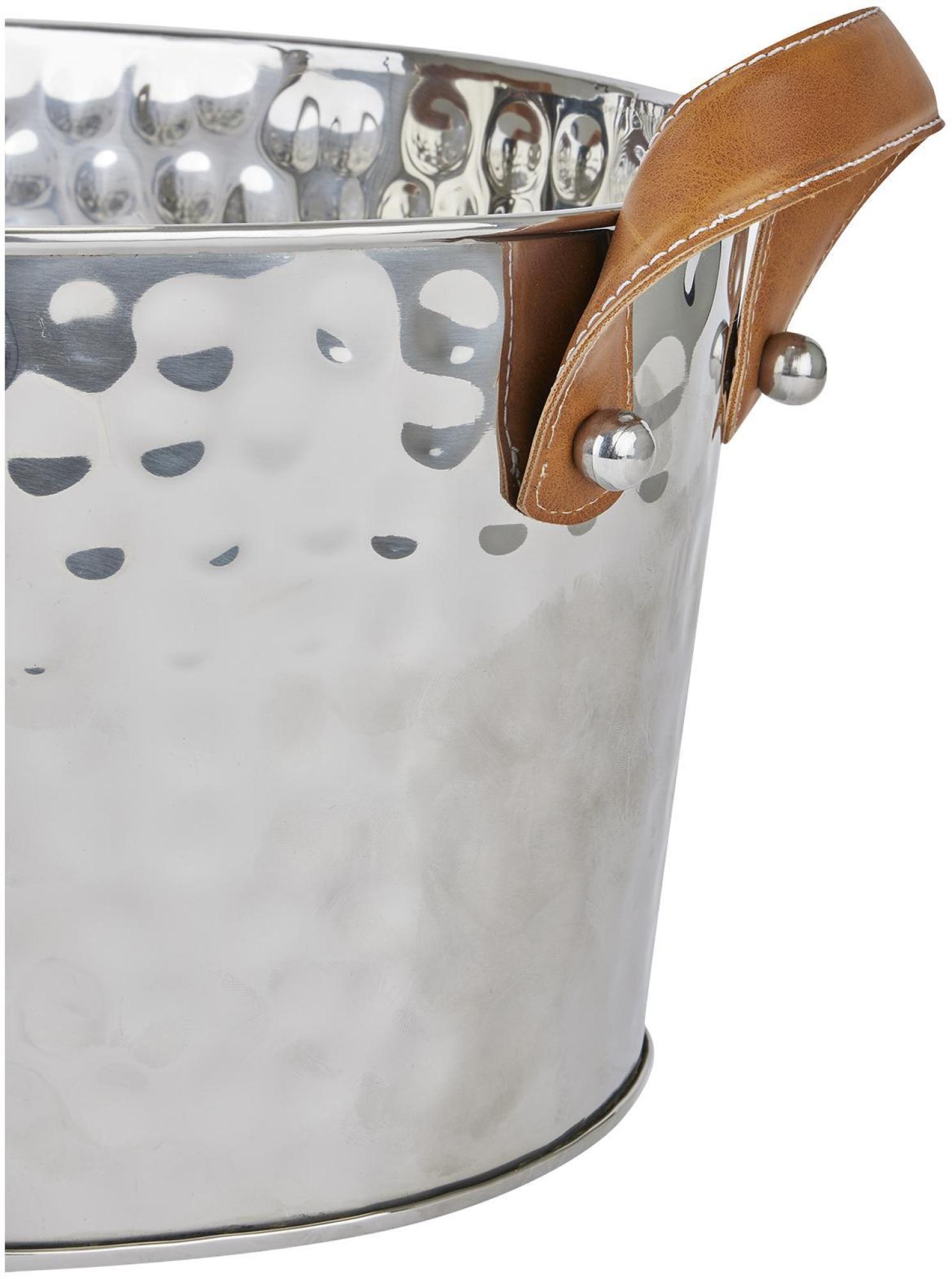 Product photograph of Metal Large Leather Handled Champagne Cooler from Choice Furniture Superstore.