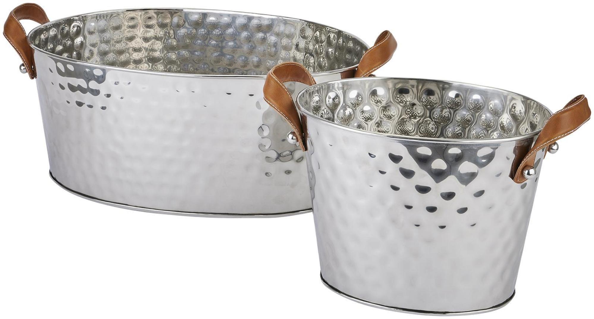 Product photograph of Metal Large Leather Handled Champagne Cooler from Choice Furniture Superstore.