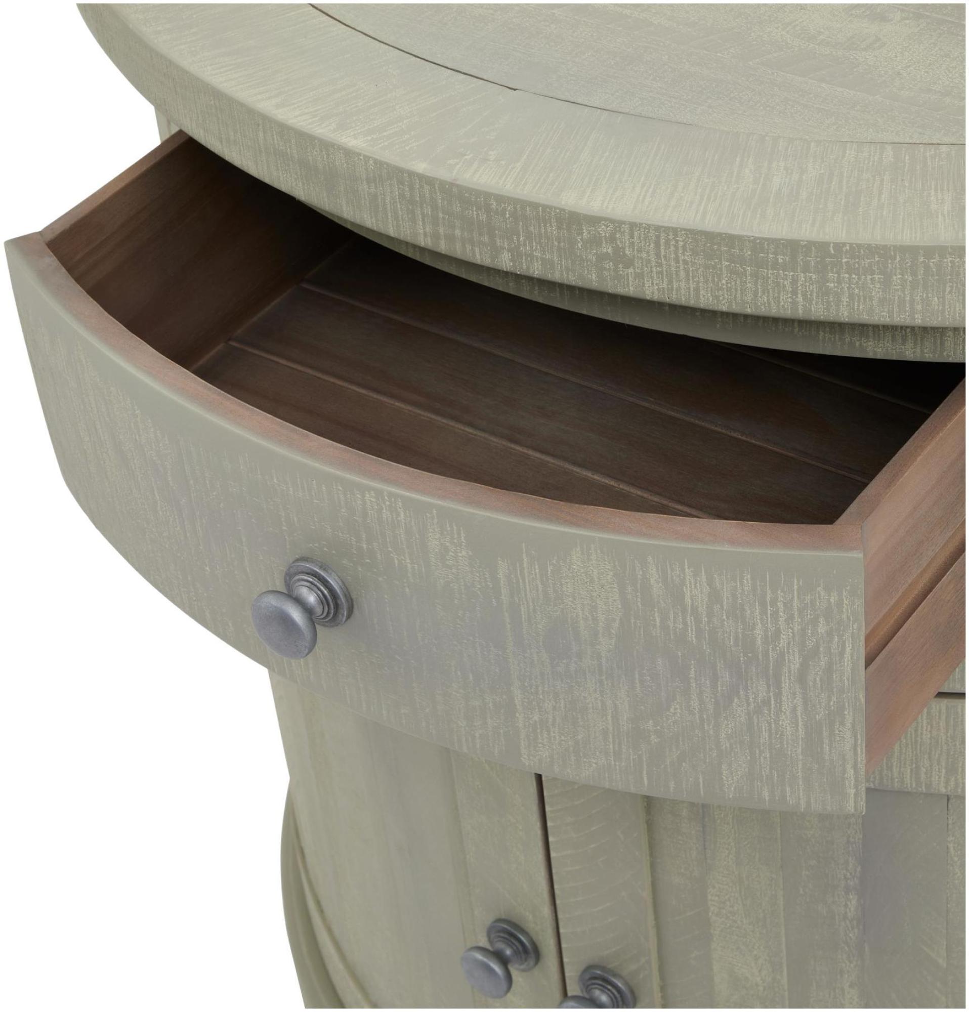 Product photograph of Saltaire Grey Half Moon 2 Door 1 Drawer Cupboard from Choice Furniture Superstore.