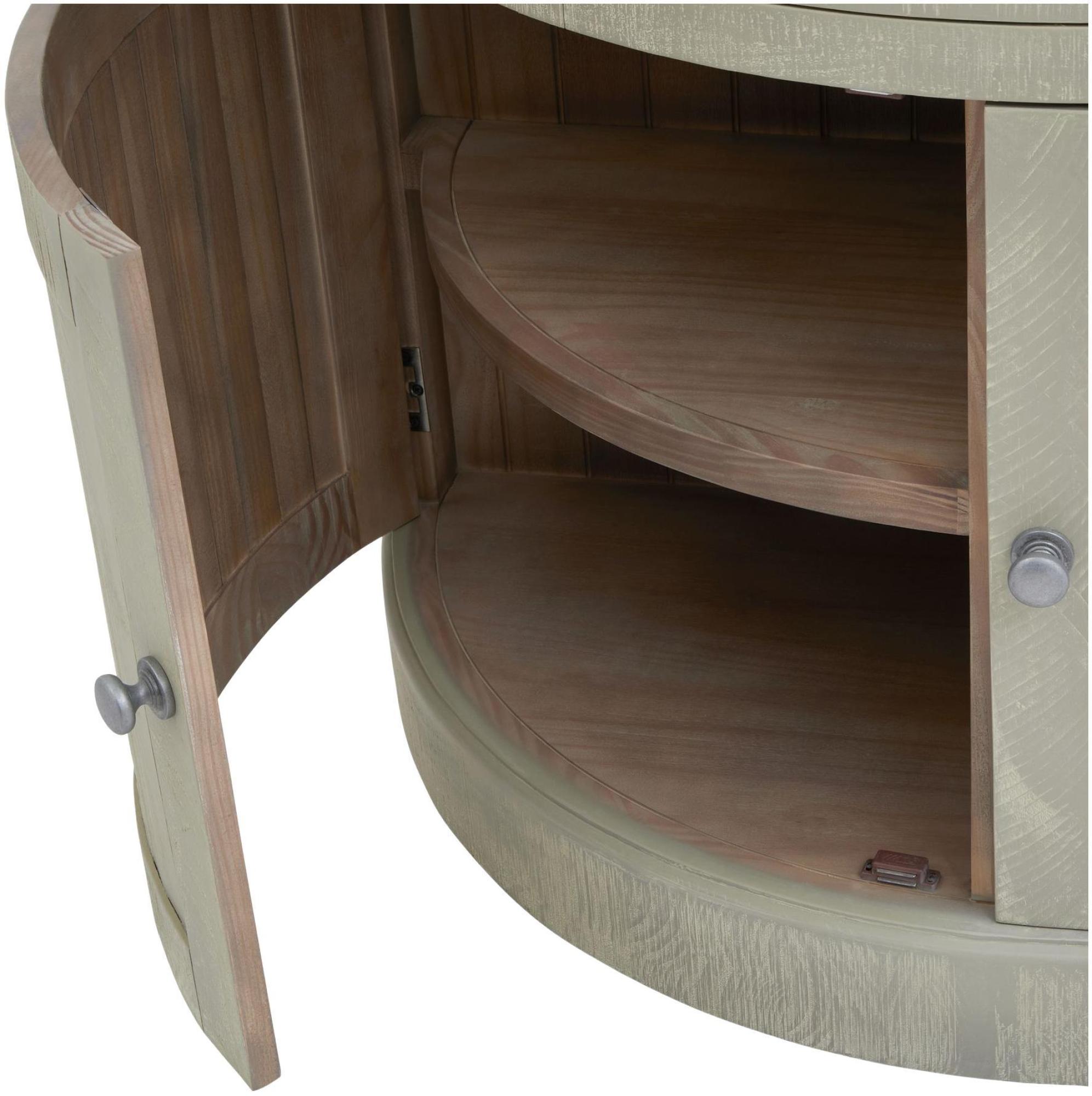 Product photograph of Saltaire Grey Half Moon 2 Door 1 Drawer Cupboard from Choice Furniture Superstore.