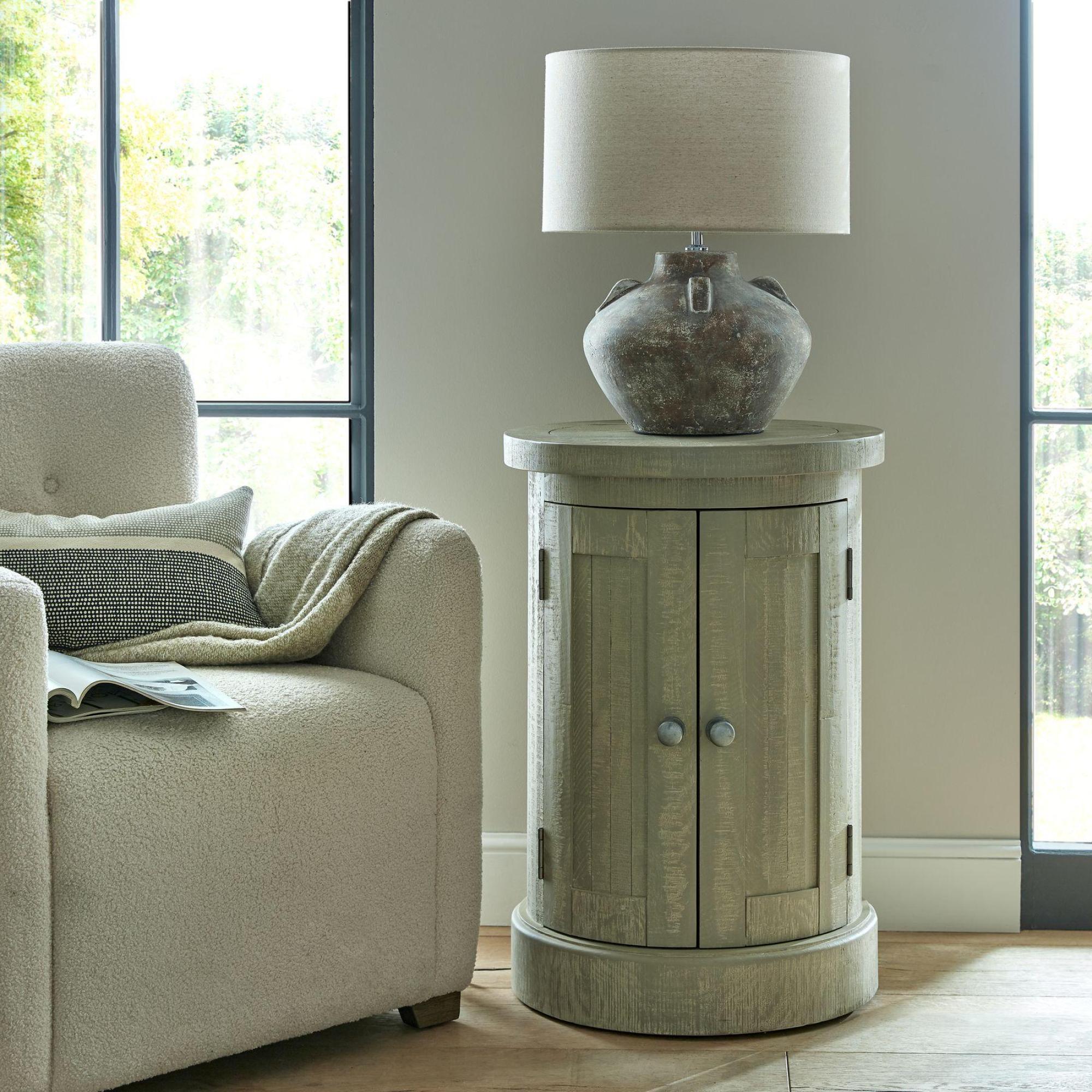 Product photograph of Saltaire Grey Round 2 Door Cupboard from Choice Furniture Superstore.