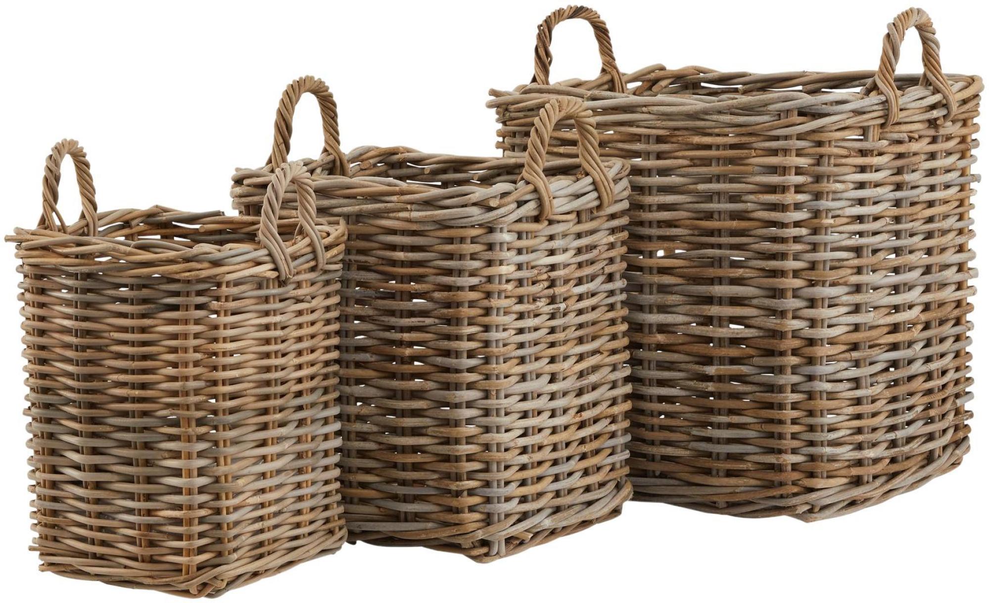 Product photograph of Wicker Kubu Rattan Square Storage Baskets Set Of 3 from Choice Furniture Superstore.