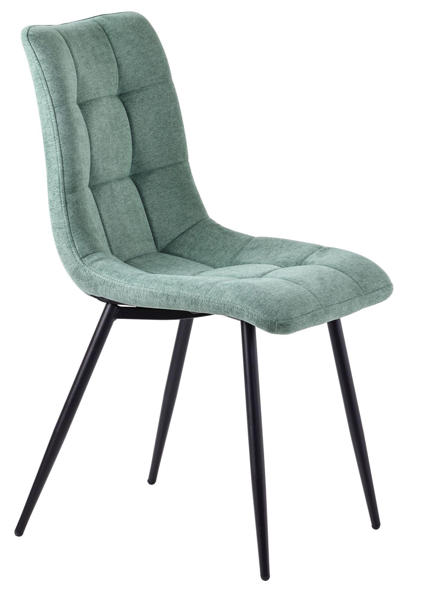 Product photograph of Set Of 8 Corona Dining Chairs In Green Colour Fabric And Black Metal Legs from Choice Furniture Superstore.