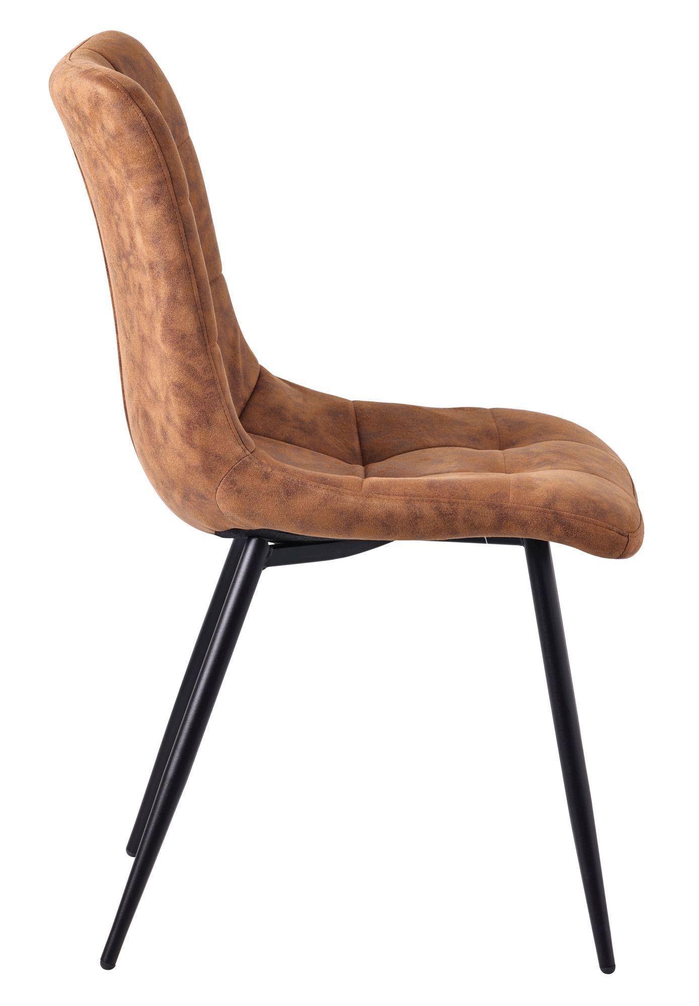 Product photograph of 8 X Corona Dining Chairs In Brown Colour Fabric Fabric And Black Metal Legs from Choice Furniture Superstore.