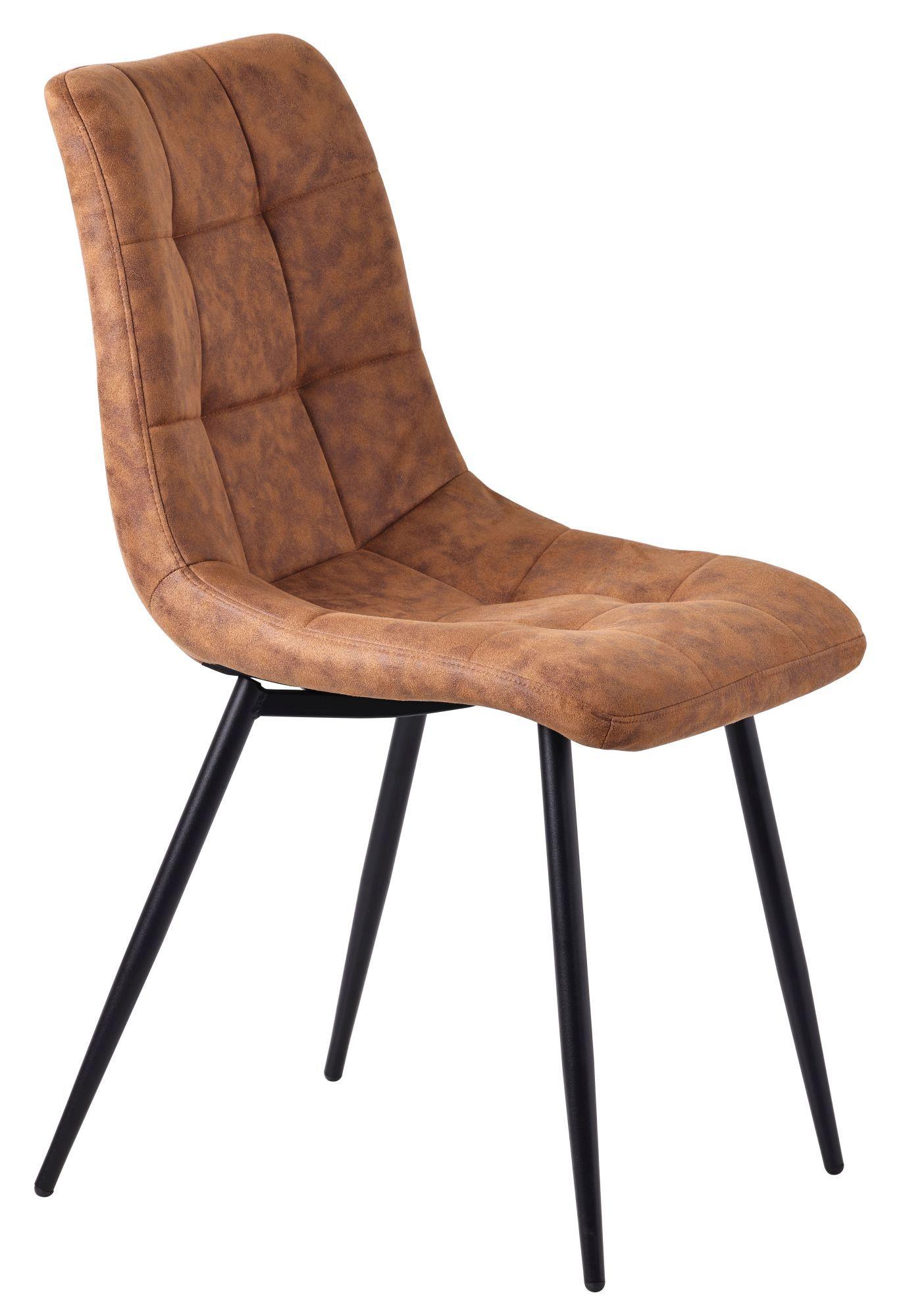 Product photograph of 12 X Corona Dining Chairs In Brown Colour Fabric And Black Metal Legs from Choice Furniture Superstore.