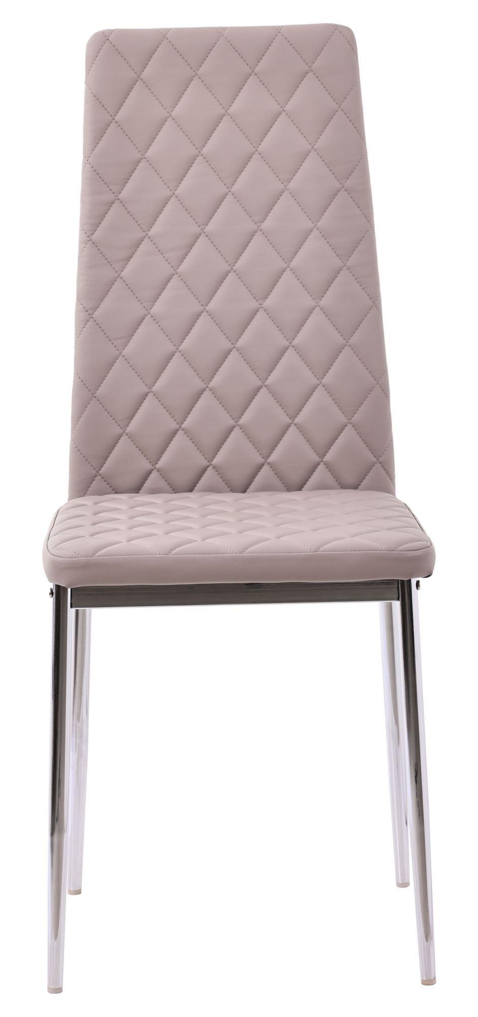 Product photograph of 6 X Metro Dining Chairs In Beige Colour Leather And Chrome Metal Legs from Choice Furniture Superstore.