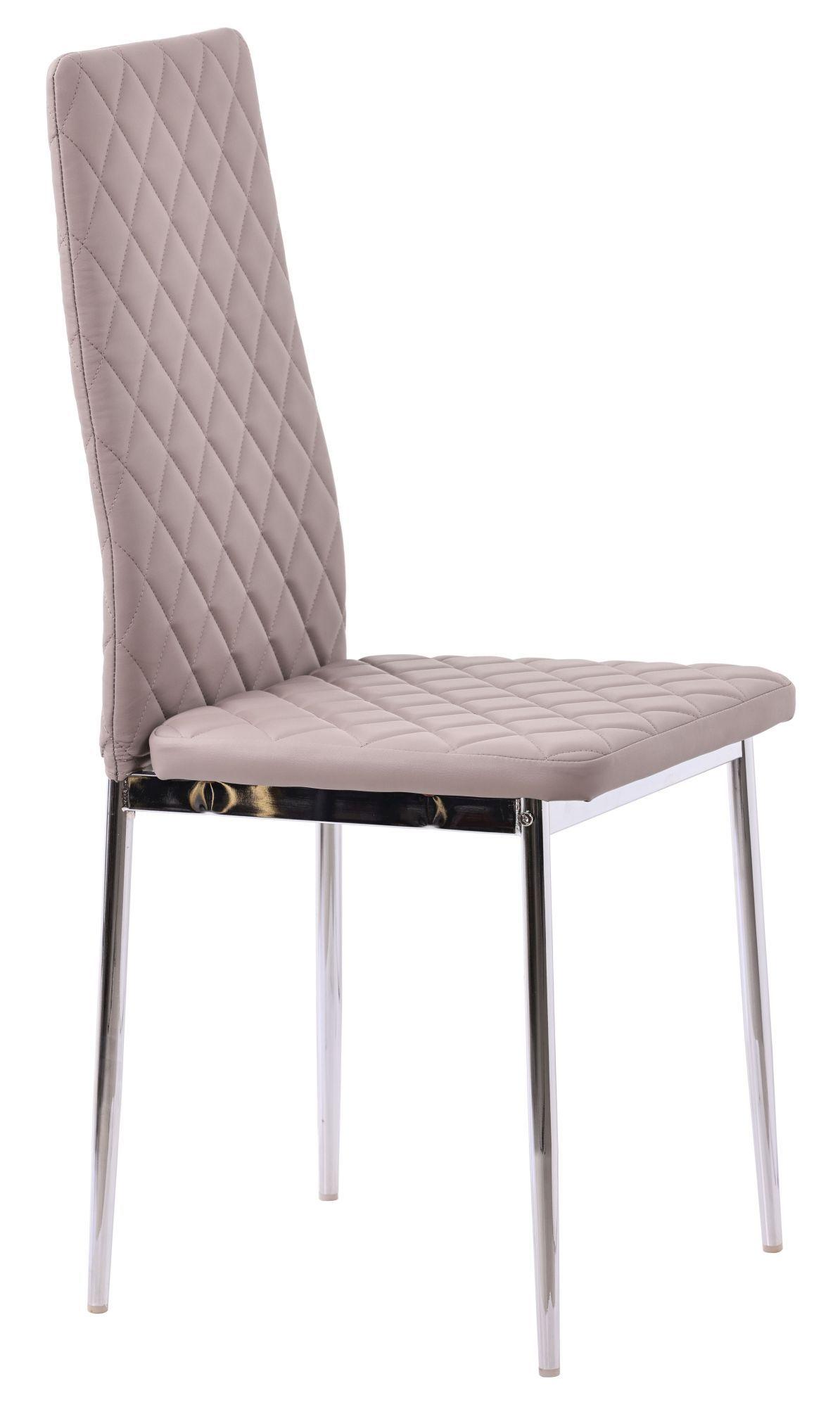 Product photograph of 6 X Metro Dining Chairs In Beige Colour Leather And Chrome Metal Legs from Choice Furniture Superstore.