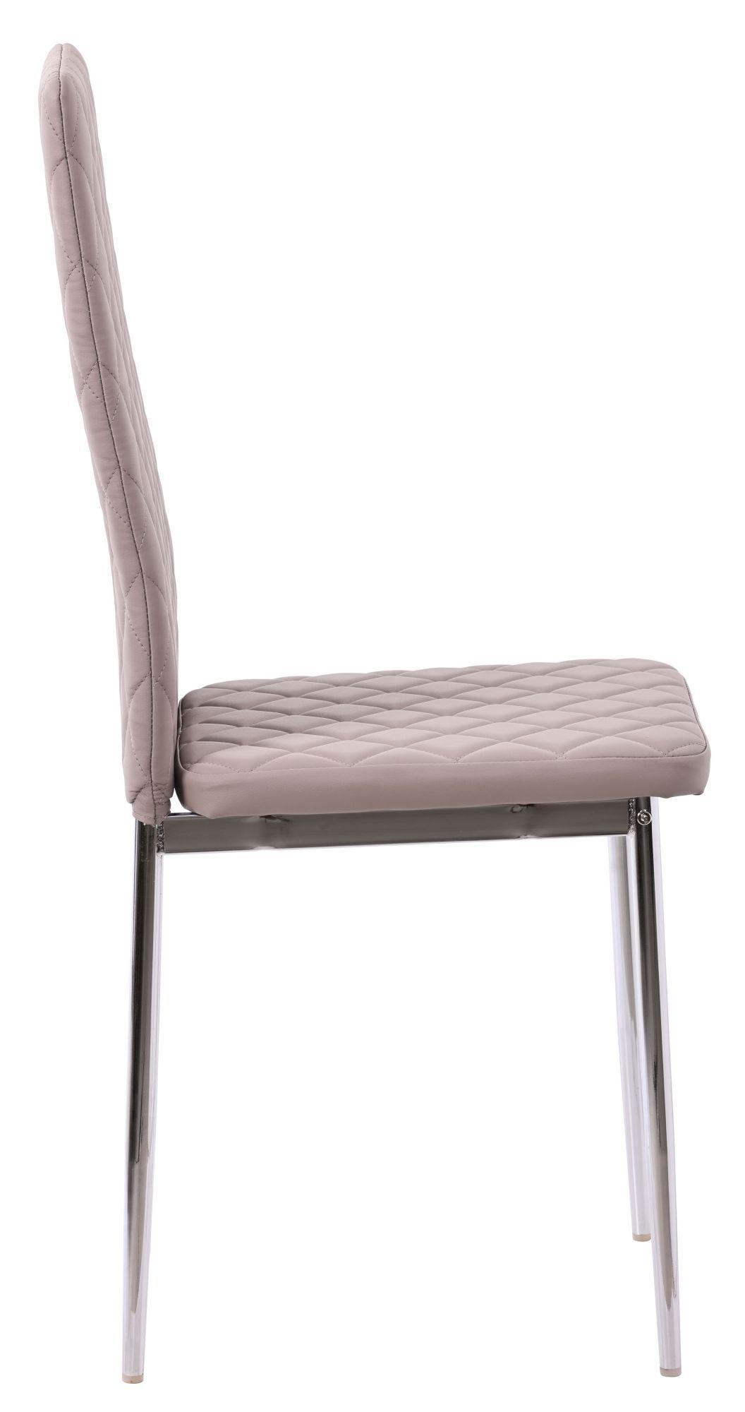Product photograph of 6 X Metro Dining Chairs In Beige Colour Leather And Chrome Metal Legs from Choice Furniture Superstore.