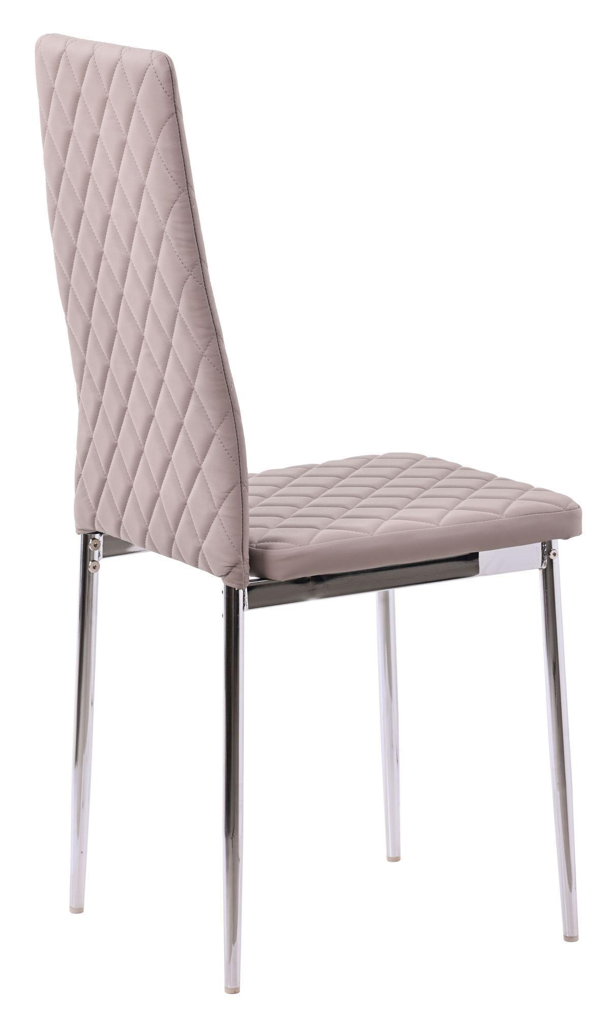 Product photograph of 6 X Metro Dining Chairs In Beige Colour Leather And Chrome Metal Legs from Choice Furniture Superstore.