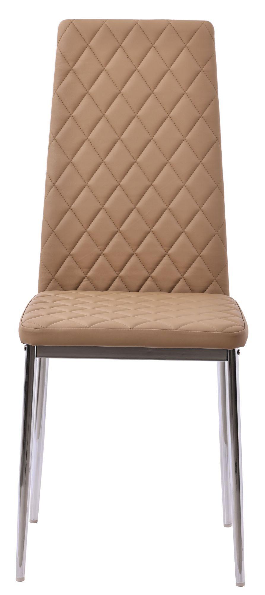 Product photograph of 6 X Metro Dining Chairs In Cappuccino Colour Leather And Chrome Metal Legs from Choice Furniture Superstore.