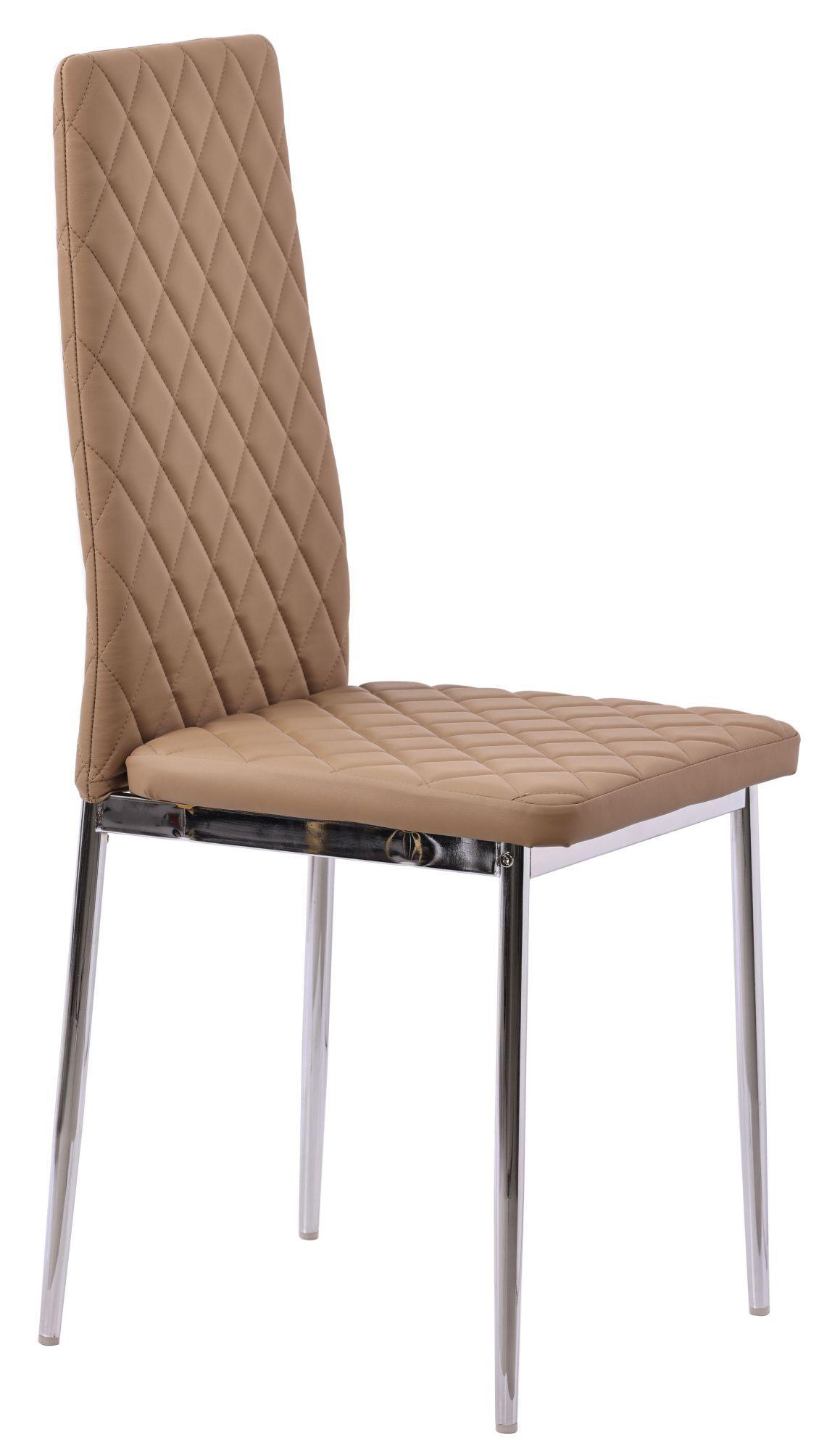 Product photograph of 6 X Metro Dining Chairs In Cappuccino Colour Leather And Chrome Metal Legs from Choice Furniture Superstore.