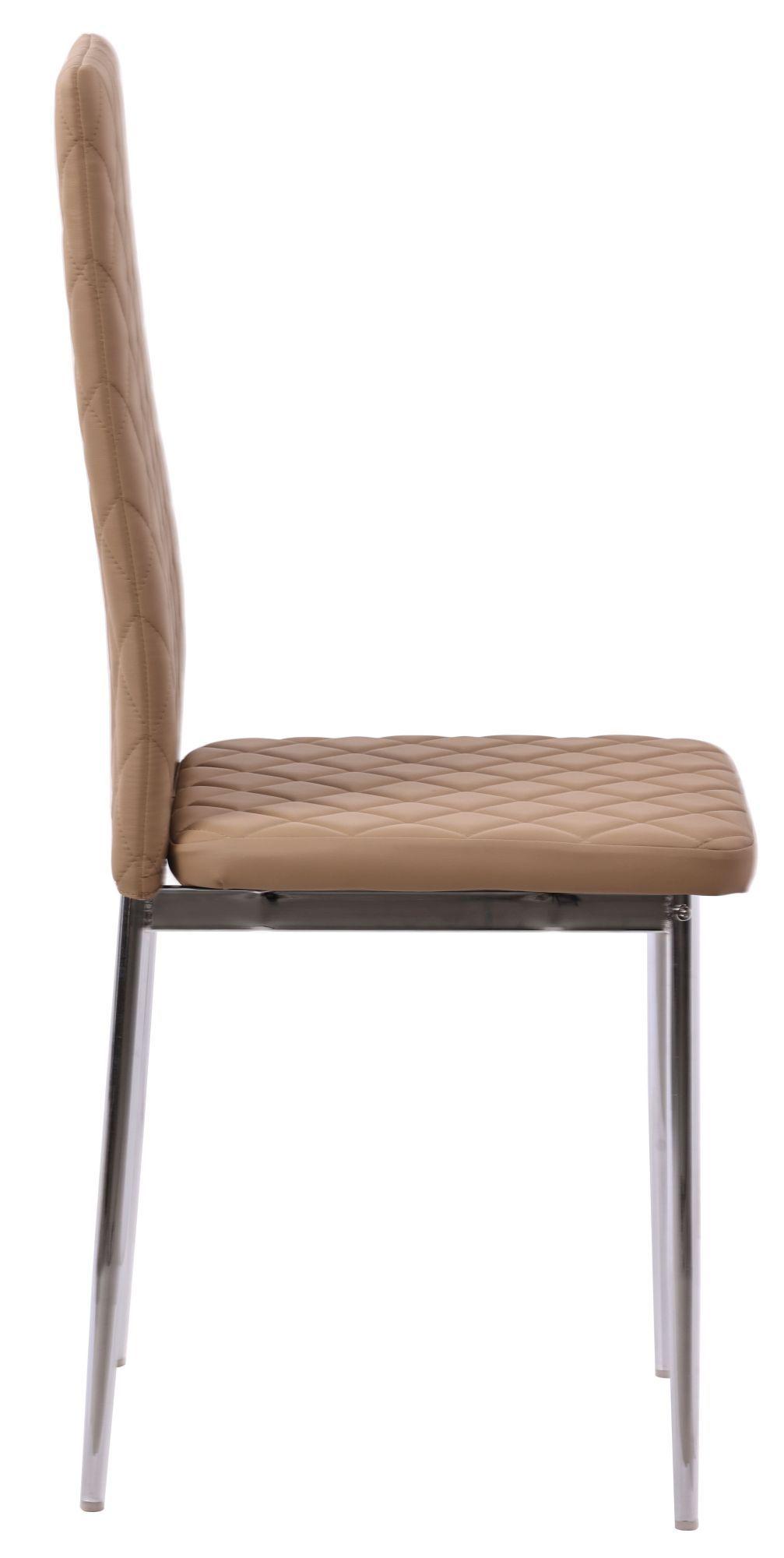 Product photograph of 6 X Metro Dining Chairs In Cappuccino Colour Leather And Chrome Metal Legs from Choice Furniture Superstore.