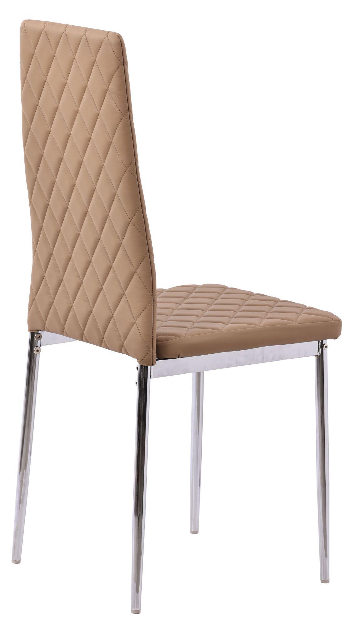 Product photograph of 6 X Metro Dining Chairs In Cappuccino Colour Leather And Chrome Metal Legs from Choice Furniture Superstore.