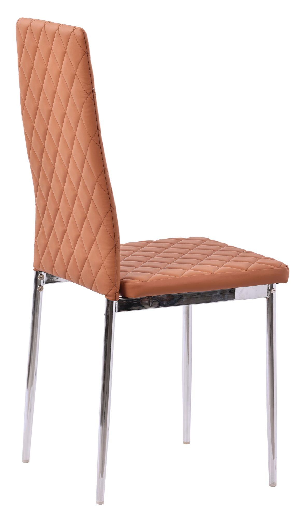 Product photograph of 6 X Metro Dining Chairs In Burnt Orange Colour Leather And Chrome Metal Legs from Choice Furniture Superstore.
