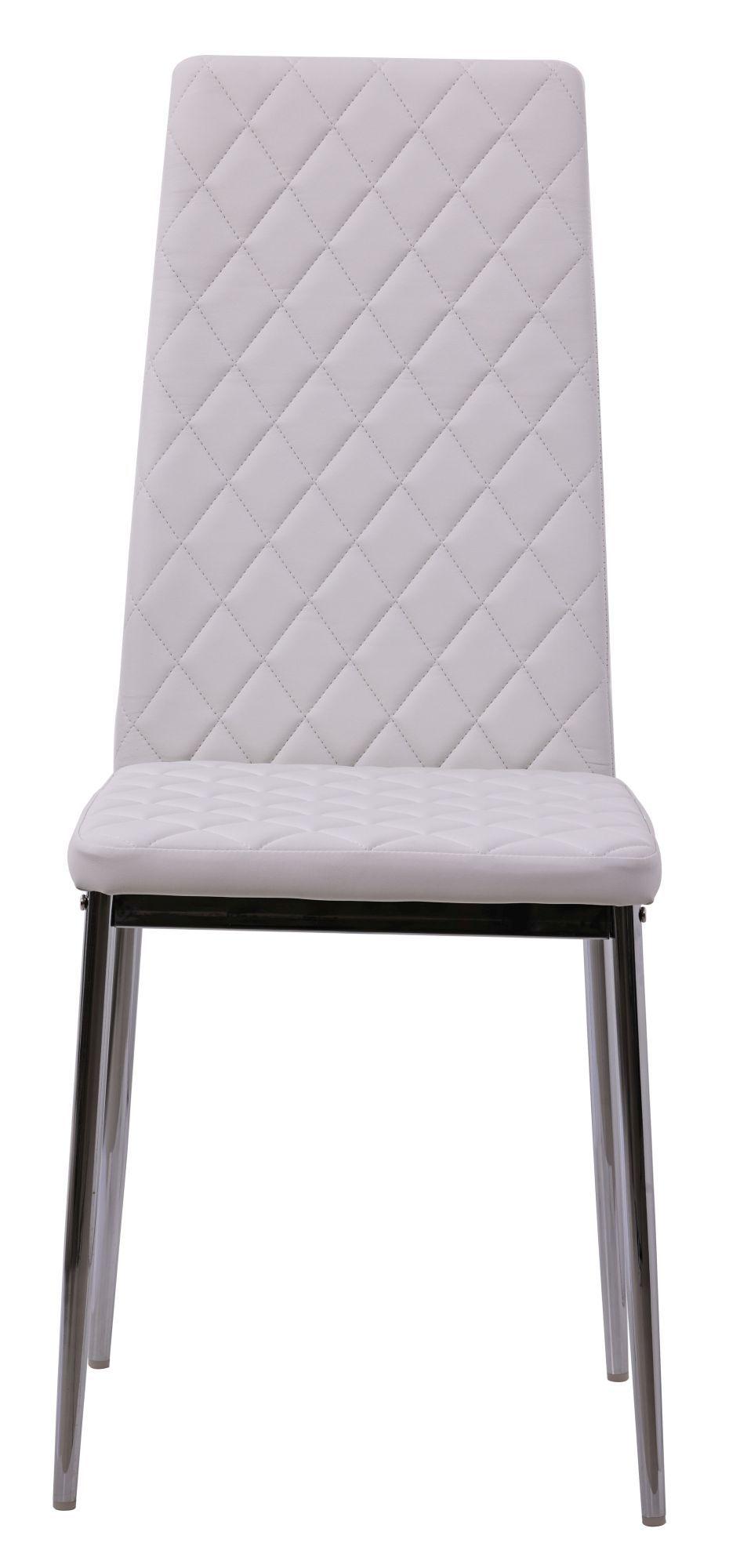 Product photograph of 8 X Metro Dining Chairs In White Colour Leather And Chrome Metal Legs from Choice Furniture Superstore.