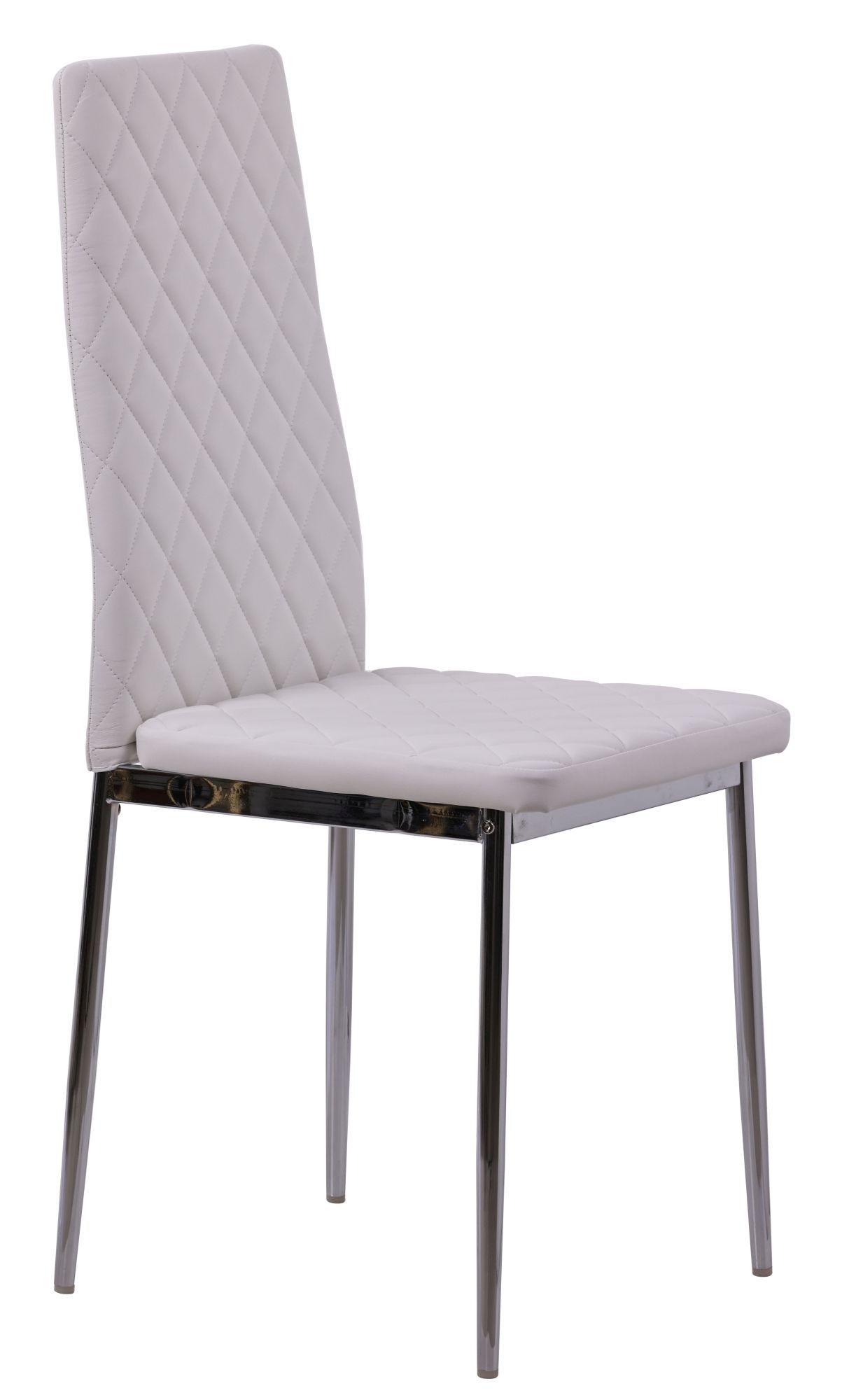 Product photograph of 8 X Metro Dining Chairs In White Colour Leather And Chrome Metal Legs from Choice Furniture Superstore.