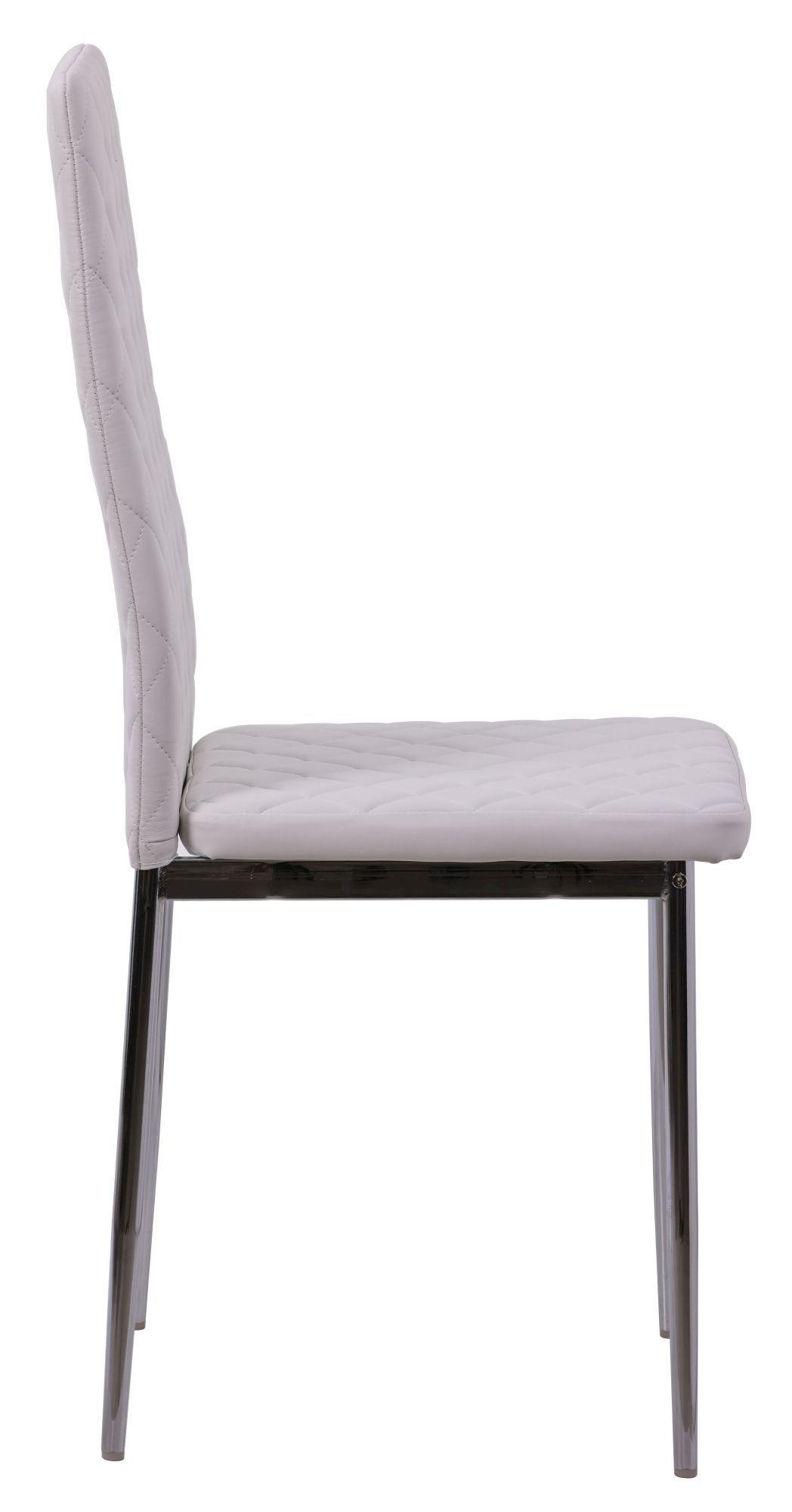 Product photograph of 8 X Metro Dining Chairs In White Colour Leather And Chrome Metal Legs from Choice Furniture Superstore.