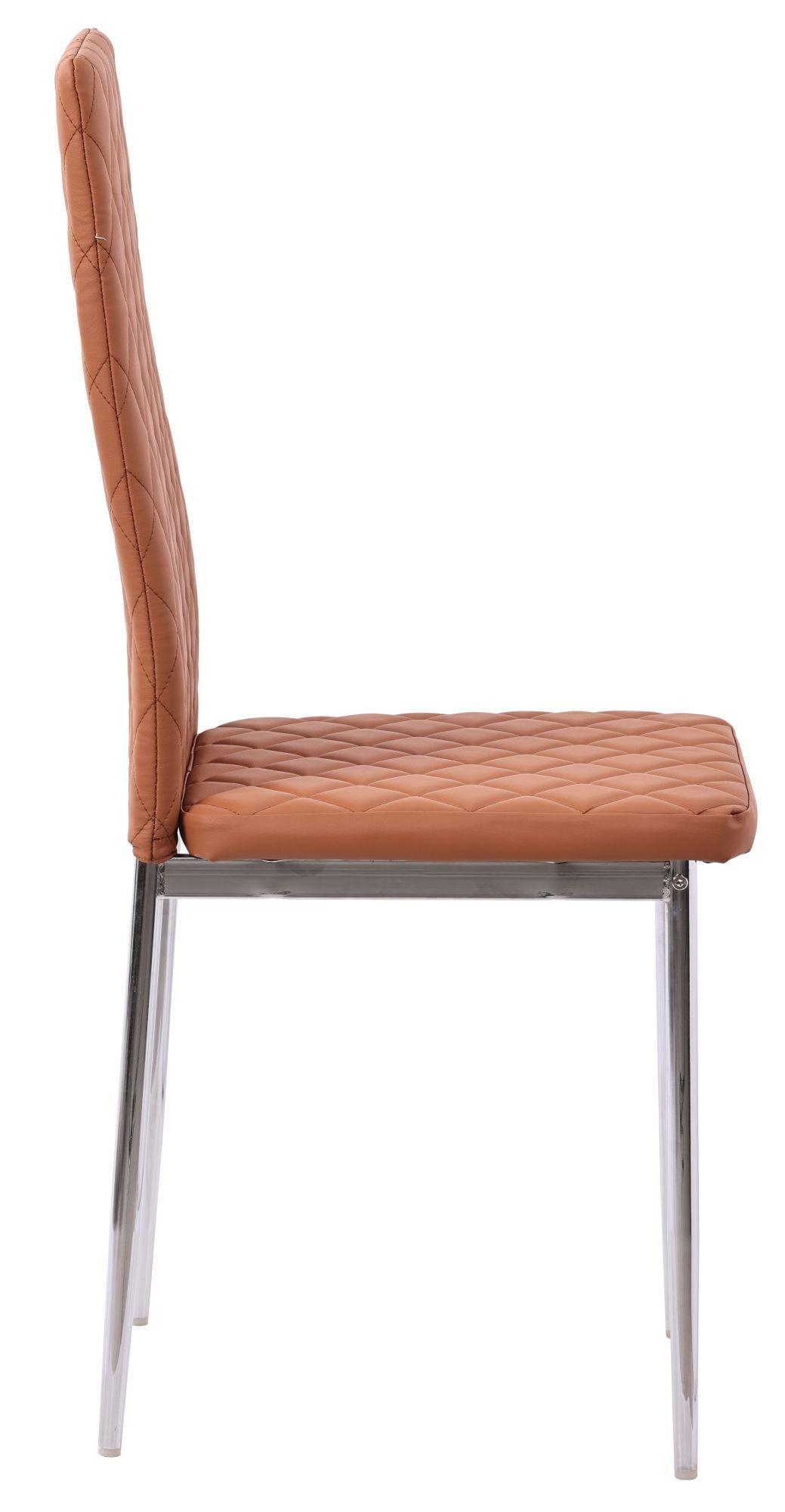 Product photograph of 8 X Metro Dining Chairs In Burnt Orange Colour Leather And Chrome Metal Legs from Choice Furniture Superstore.