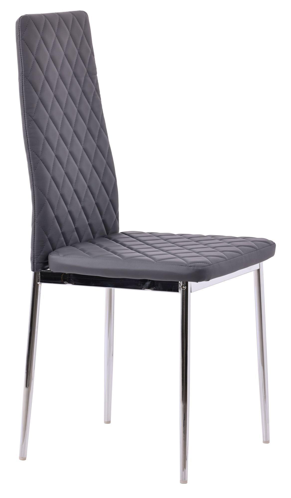 Product photograph of 10 X Metro Dining Chairs In Grey Colour Leather And Chrome Metal Legs from Choice Furniture Superstore.