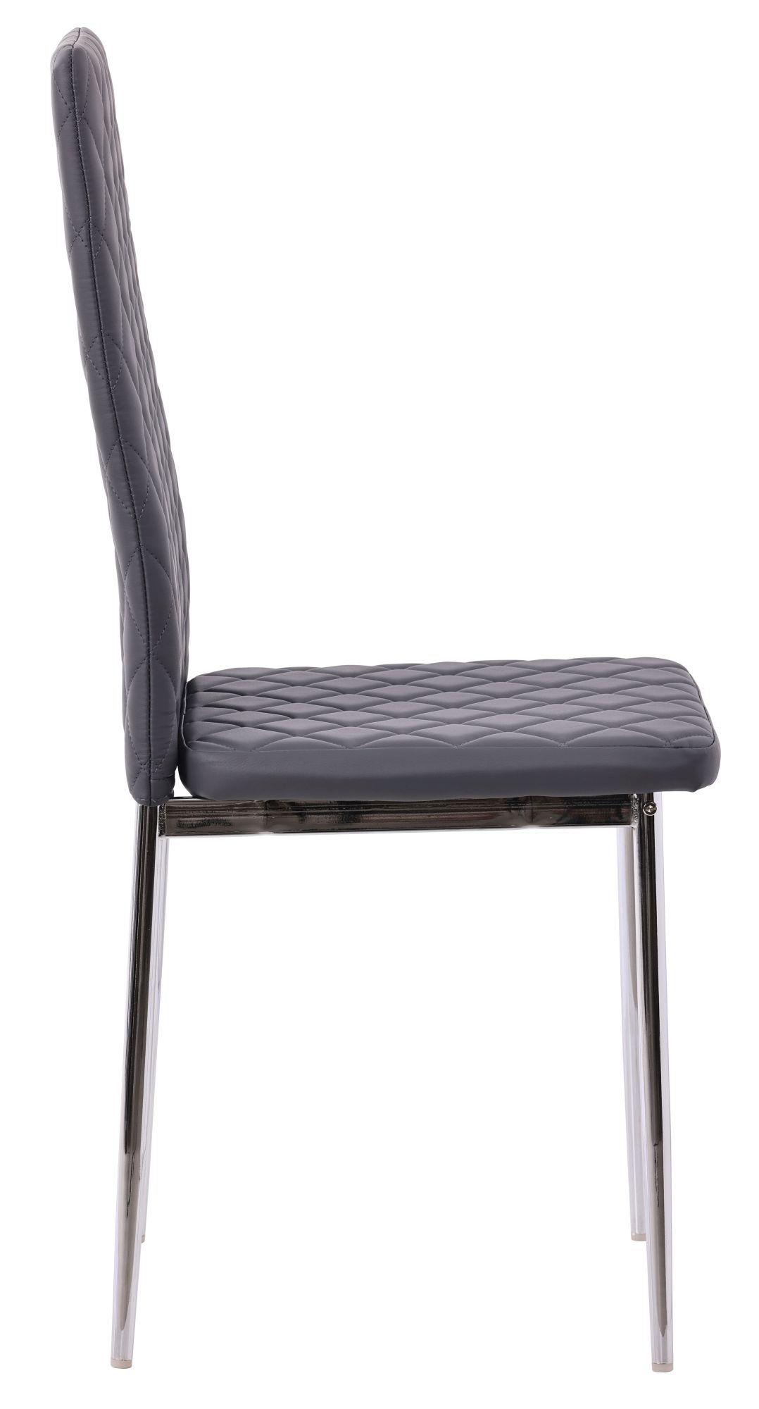 Product photograph of 10 X Metro Dining Chairs In Grey Colour Leather And Chrome Metal Legs from Choice Furniture Superstore.