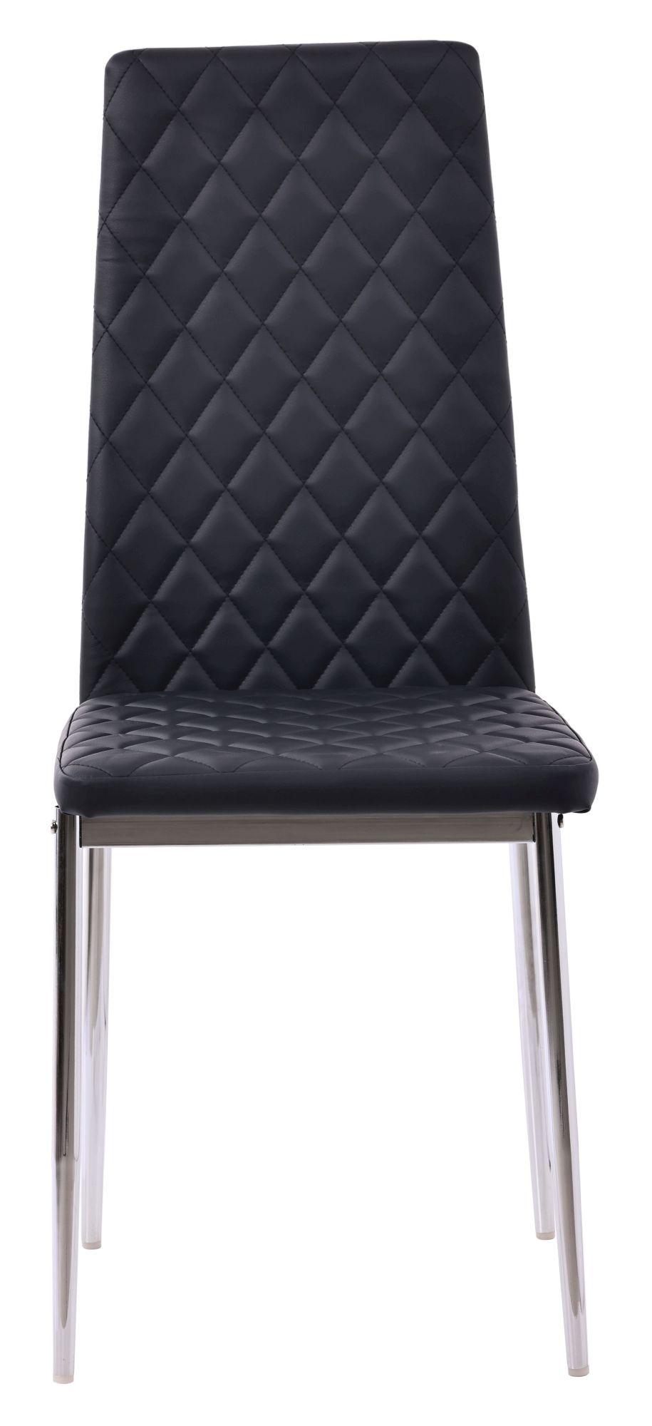 Product photograph of 10 X Metro Dining Chairs In Black Colour Leather And Chrome Metal Legs from Choice Furniture Superstore.