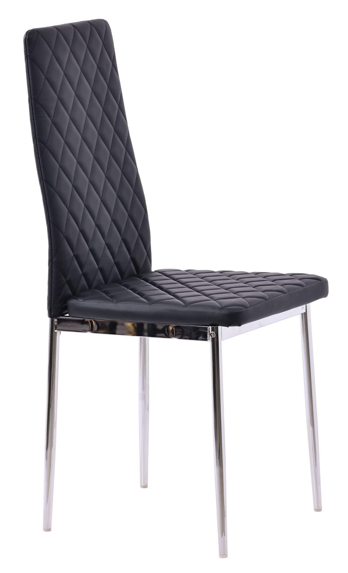 Product photograph of 10 X Metro Dining Chairs In Black Colour Leather And Chrome Metal Legs from Choice Furniture Superstore.
