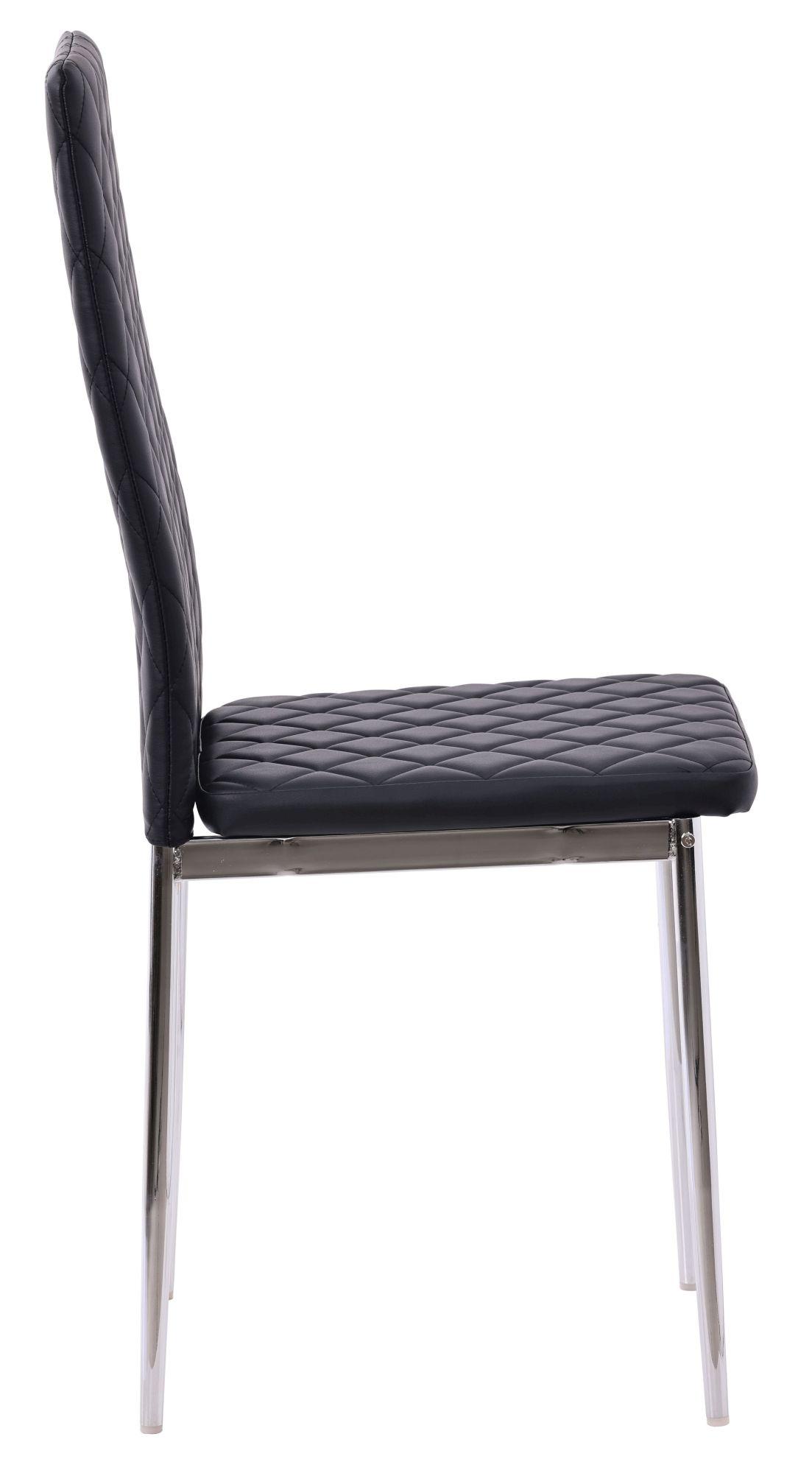 Product photograph of 10 X Metro Dining Chairs In Black Colour Leather And Chrome Metal Legs from Choice Furniture Superstore.