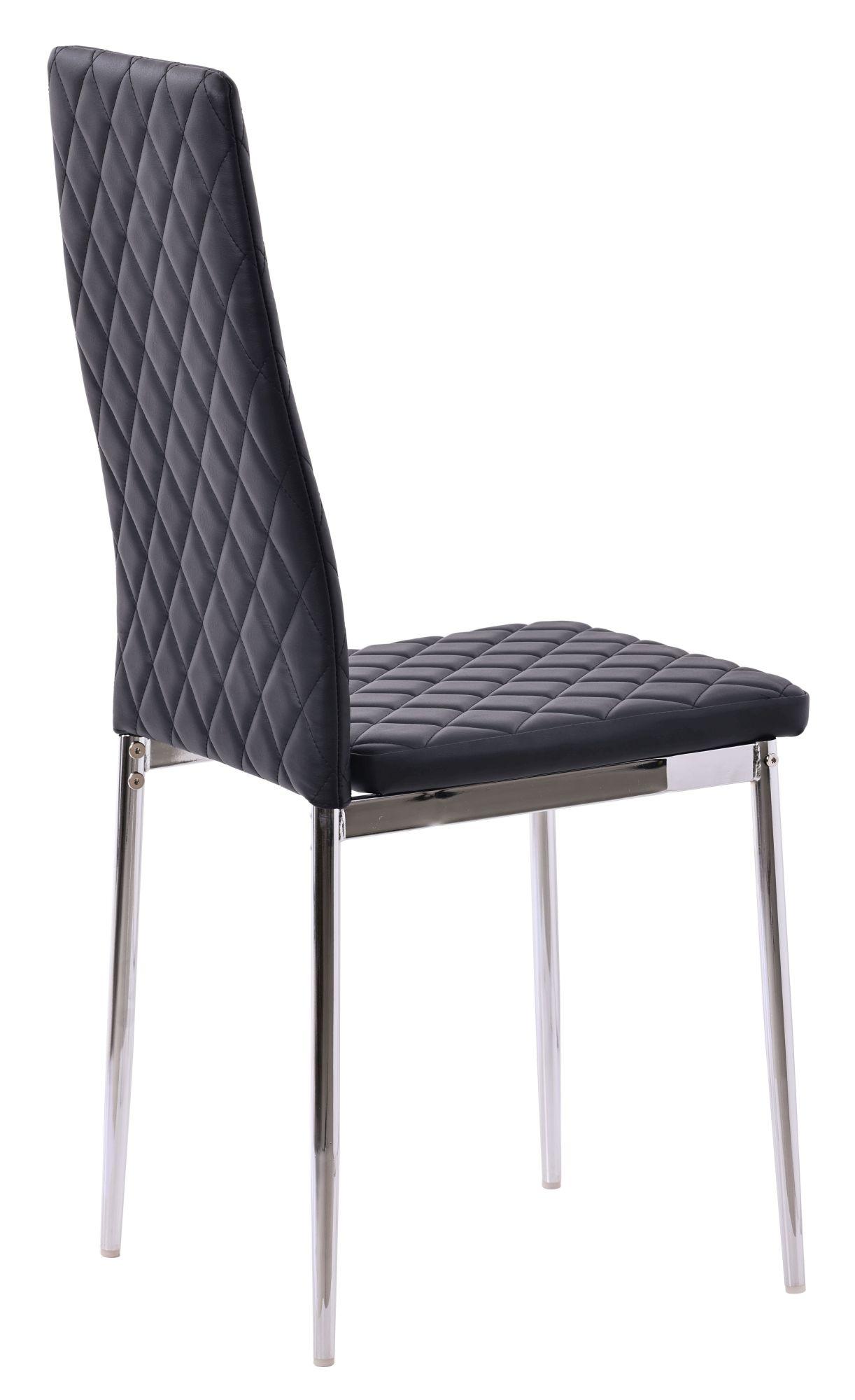 Product photograph of 10 X Metro Dining Chairs In Black Colour Leather And Chrome Metal Legs from Choice Furniture Superstore.