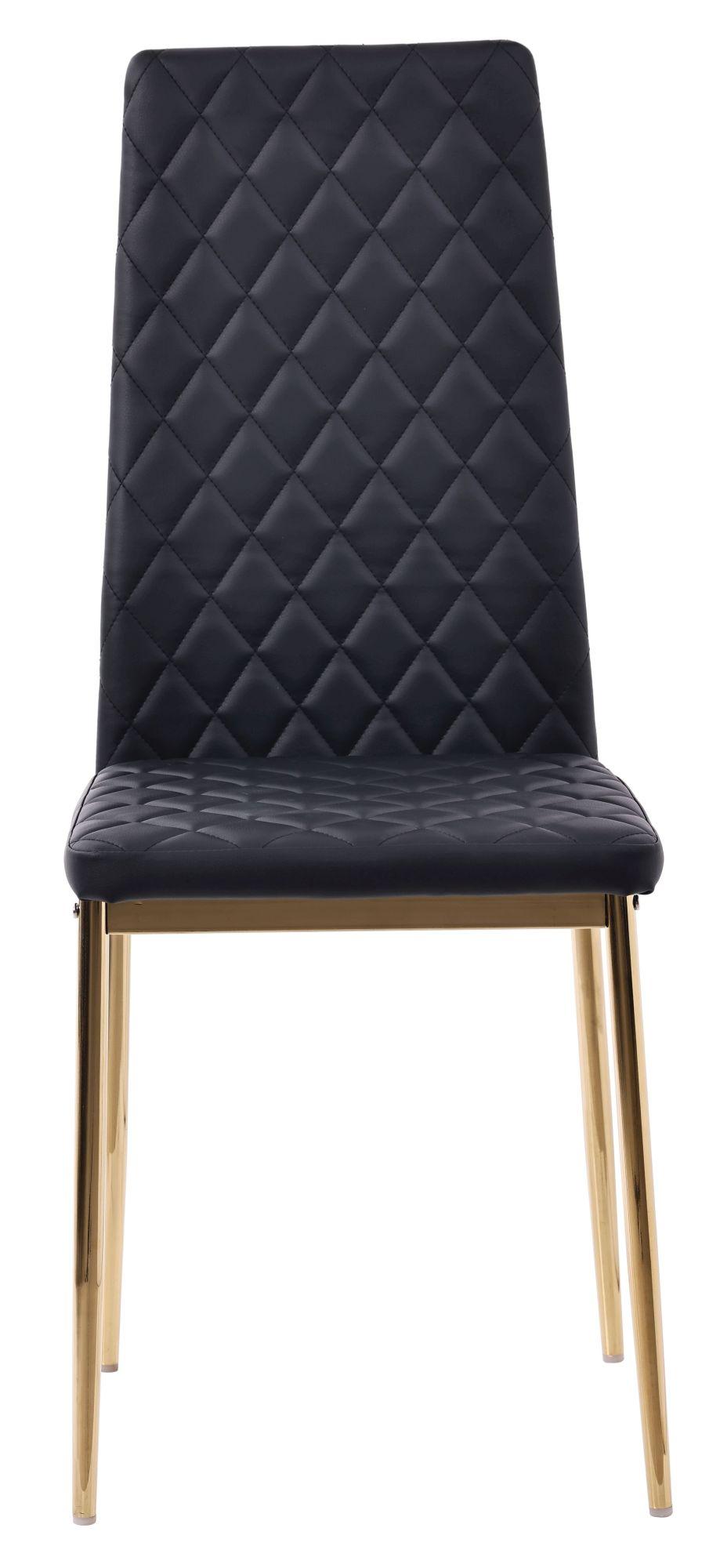 Product photograph of 6 X Metro Dining Chairs In Black Colour Leather And Gold Metal Legs from Choice Furniture Superstore.