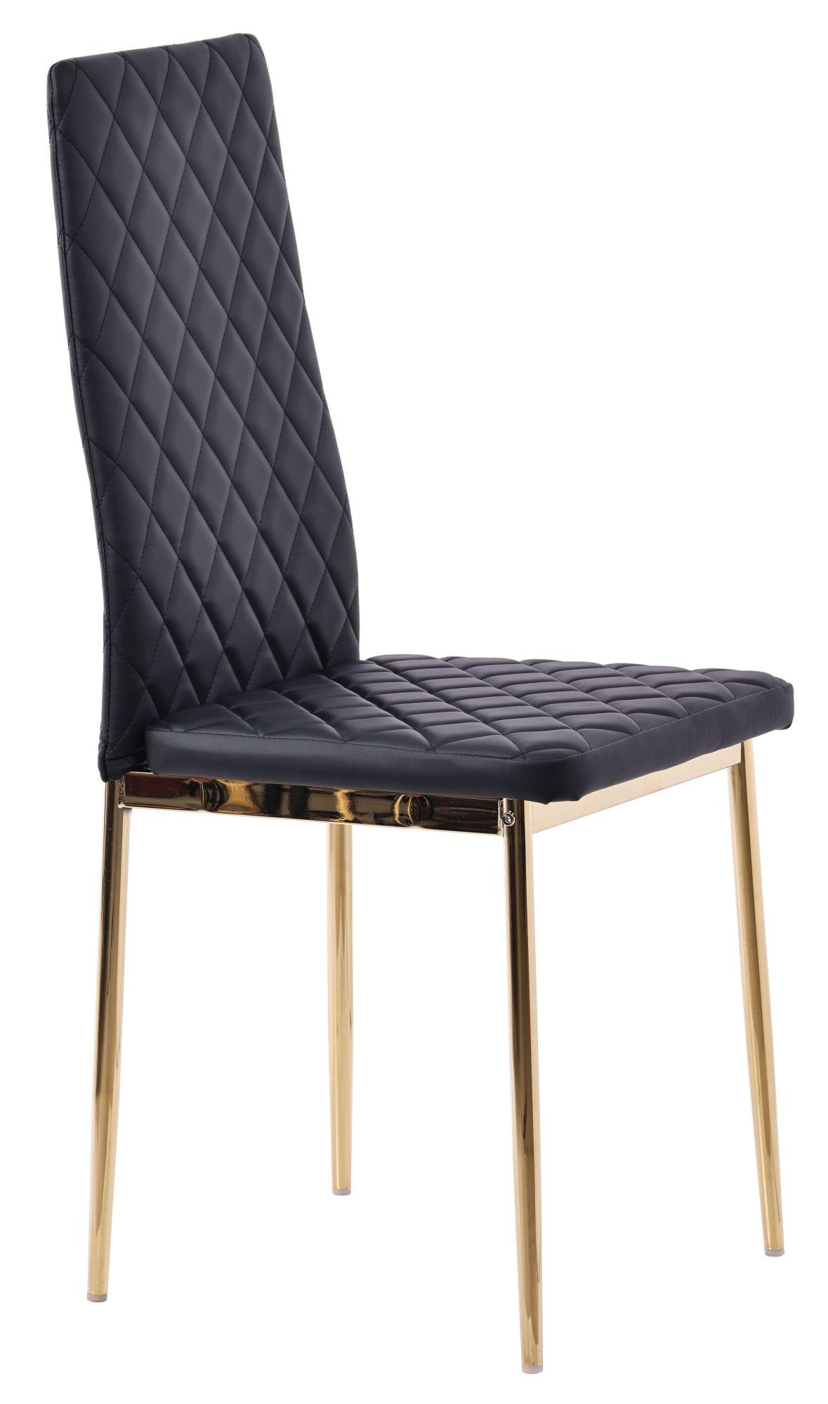 Product photograph of 6 X Metro Dining Chairs In Black Colour Leather And Gold Metal Legs from Choice Furniture Superstore.