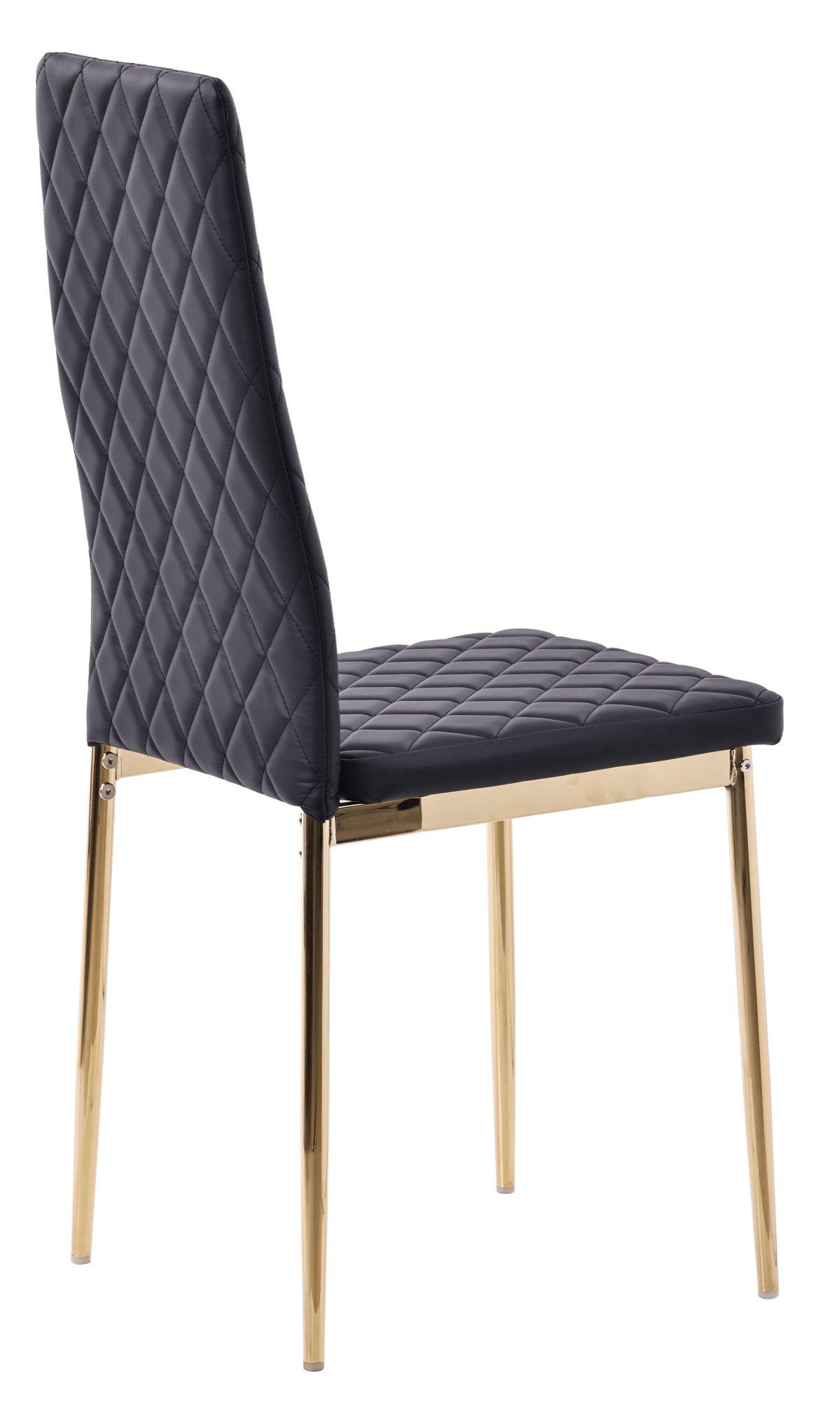 Product photograph of 6 X Metro Dining Chairs In Black Colour Leather And Gold Metal Legs from Choice Furniture Superstore.